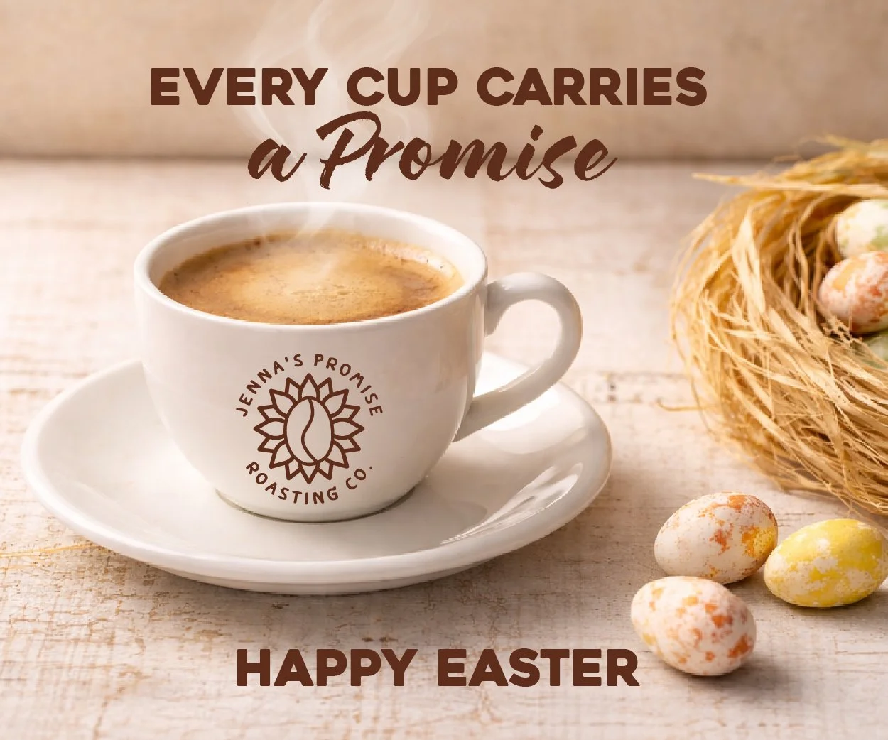 Wishing you a joyful and refreshing spring season! 🌷🐣 May this time bring you happiness, hope, and a little extra sunshine. Happy Easter to those who celebrate! 💛

#JennasPromiseRoastingCo #JennasCoffee #CoffeeWithACause #SupportLocal #ShopSmall #
