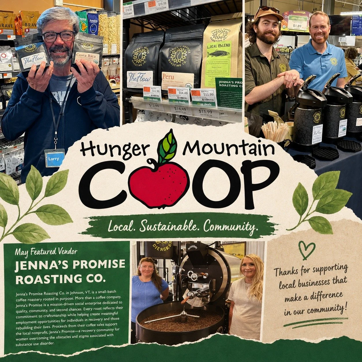 We&rsquo;re honored to be featured by Hunger Mountain Co-op as their Vendor of the Month ☕

At Jenna&rsquo;s Promise Roasting Co., every bag of coffee represents more than great flavor &ndash; it supports recovery, second chances, and meaningful empl