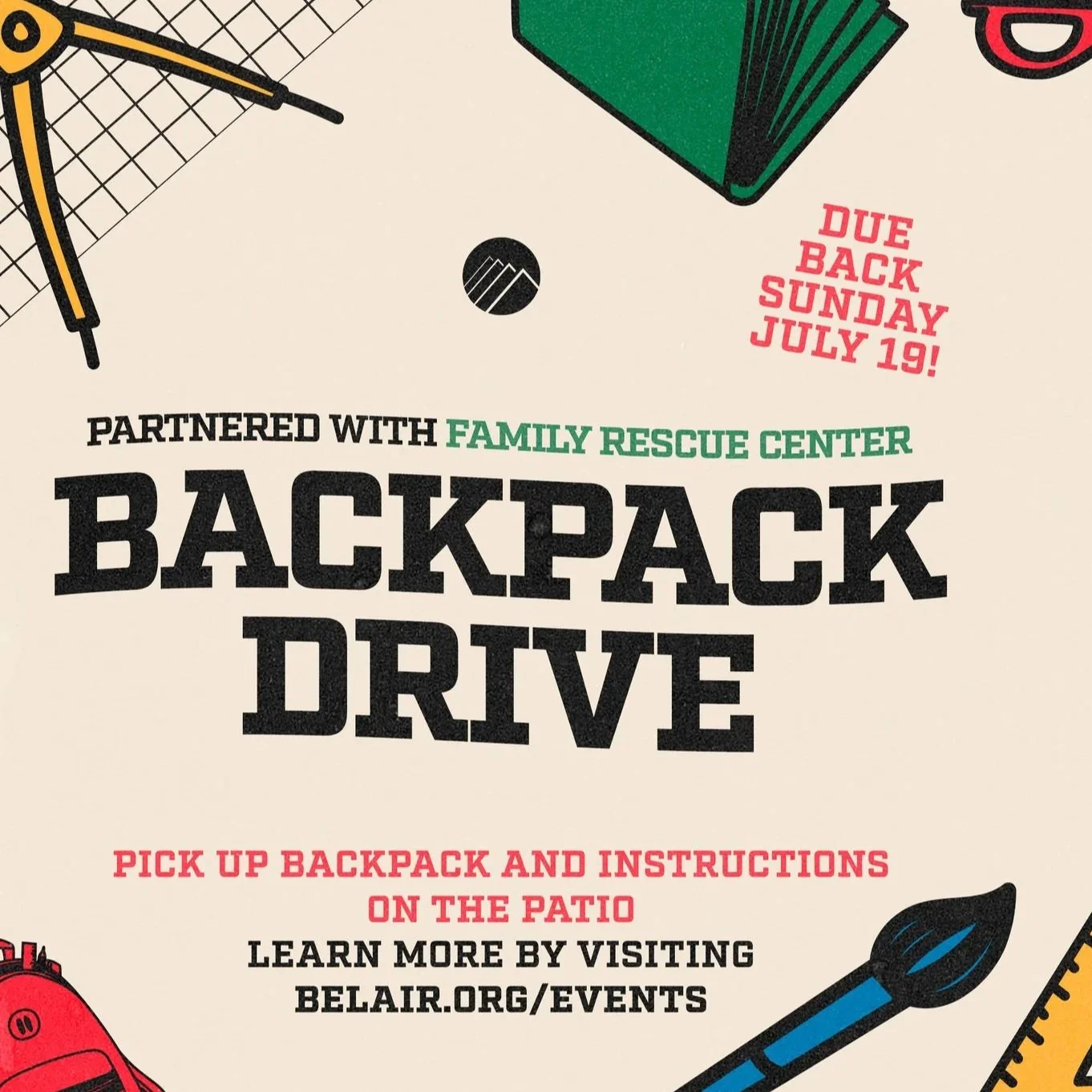 Backpack Drive This Sunday, July 12th
