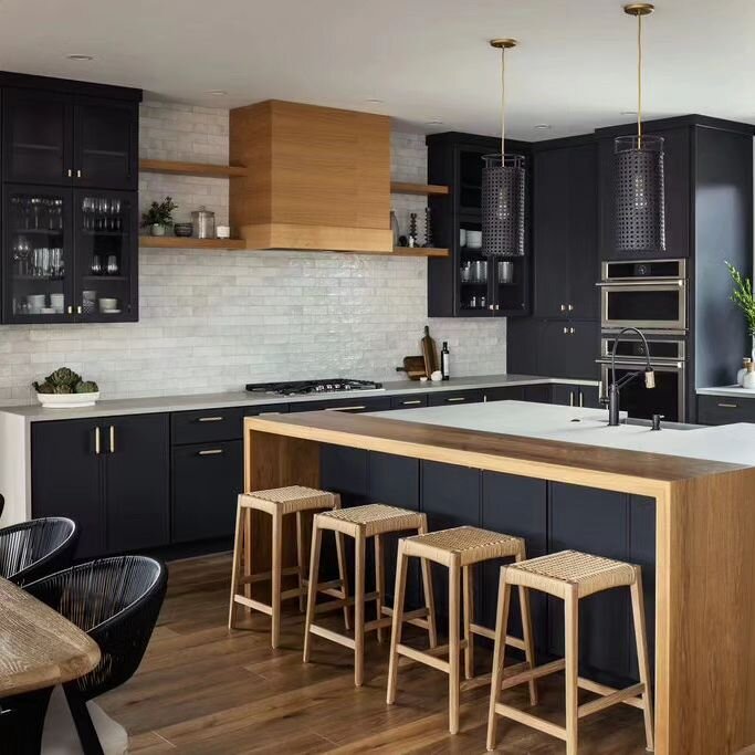 It IS a Dream to cook in this kitchen... 😍 

Candlelight Cabinetry- Showcase Doors in Graphite:  White Oak hood and shelves

Countertops- Caesarstone - Primordia
Custom white Oak Miter top from reclaimed lumber by Urban Woods.

.
.
.
.
.
.
#kitchend