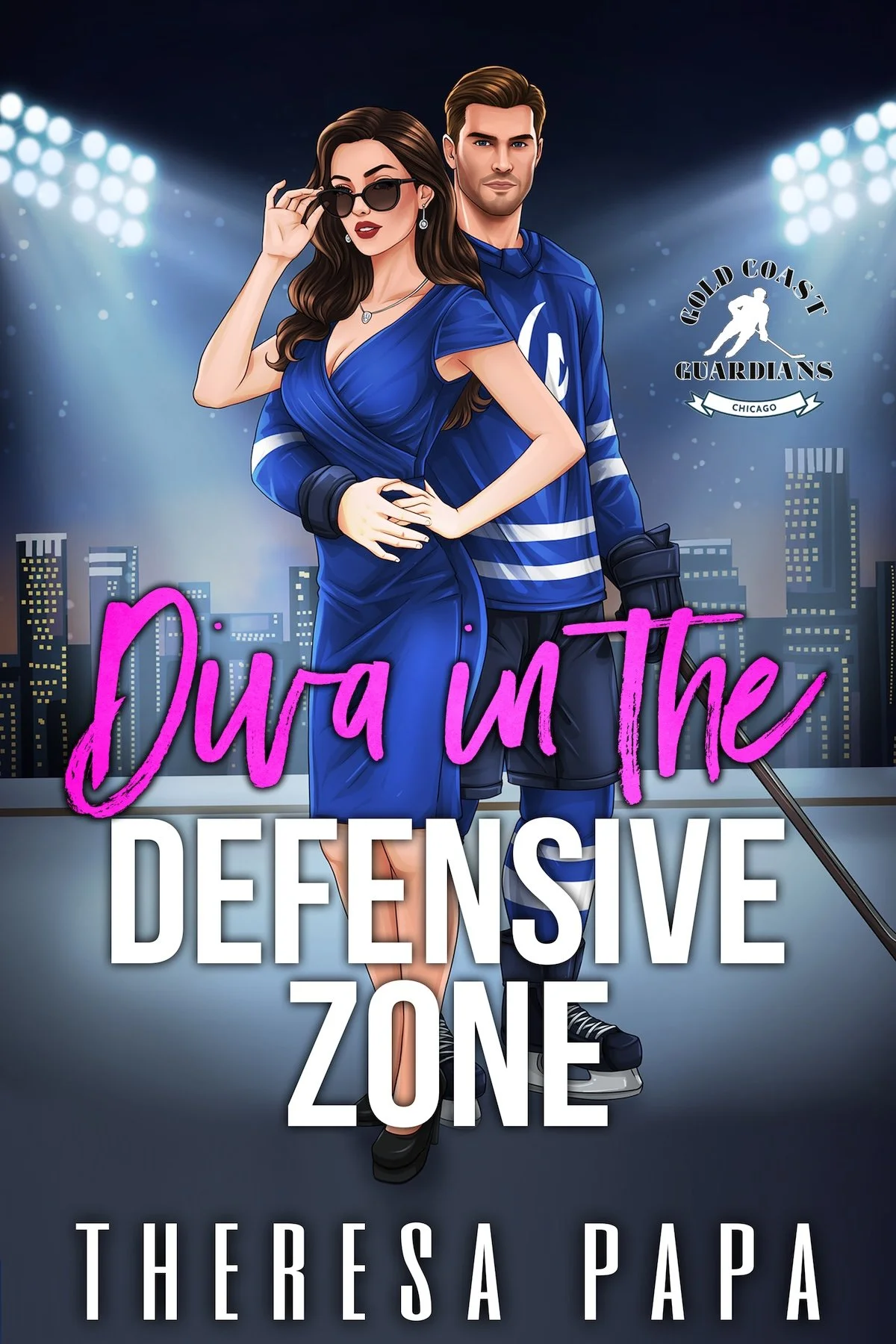 Diva in the Defensive Zone by Theresa Papa, Gold Coast Guardians hockey romance book 1 cover