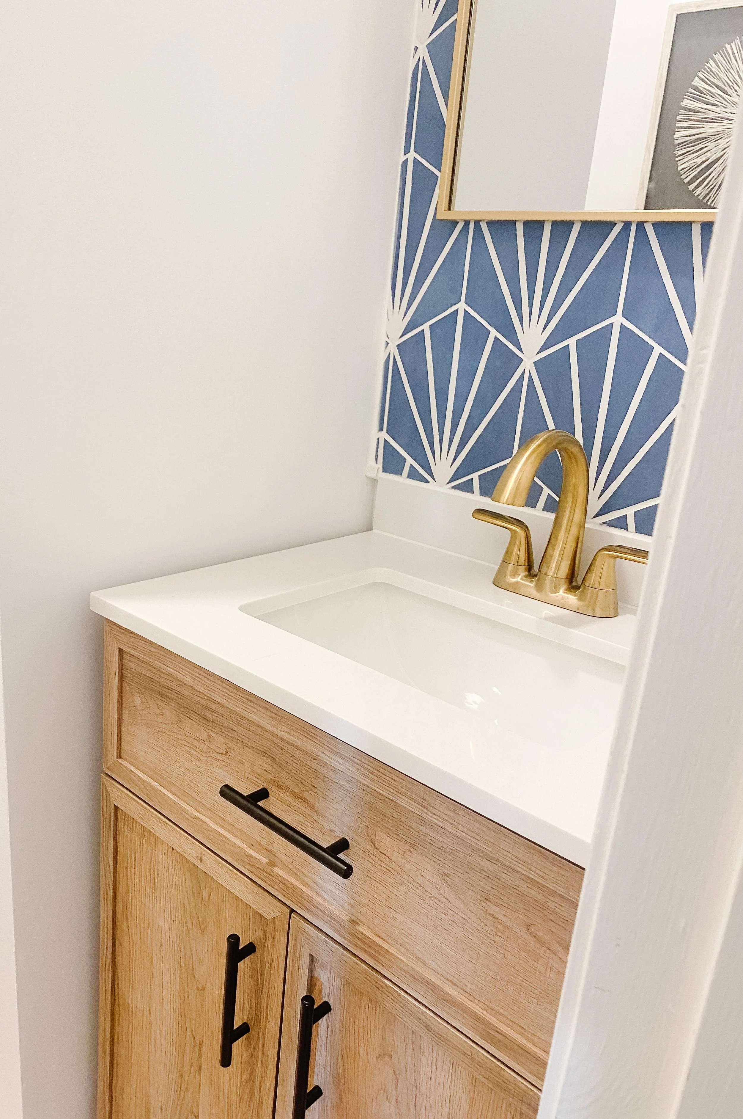 Powder Room Design with Art Deco Tile — Bella Via Design