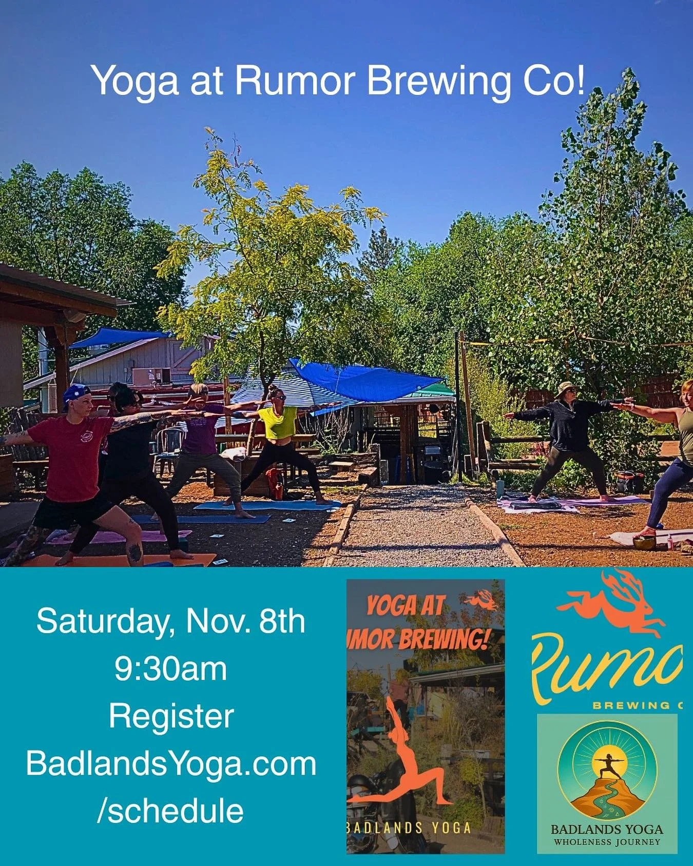 Yoga Sat morning at Rumor Brewing, 9:30 am!
_
@badlandsyoga 
#brewery #yoga #visitabq #nmtravel #newmexicobrew #brewery