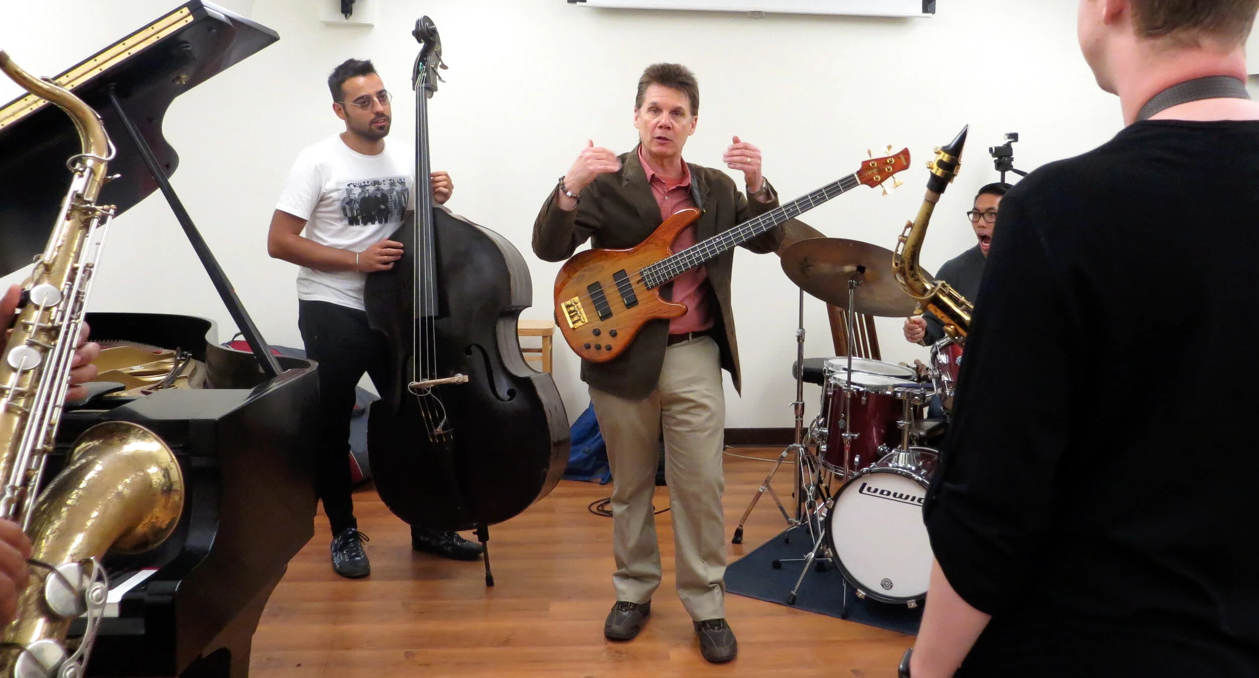 JB Dyas works with the Herbie Hancock Institute of Jazz Performance Fellowship recipients