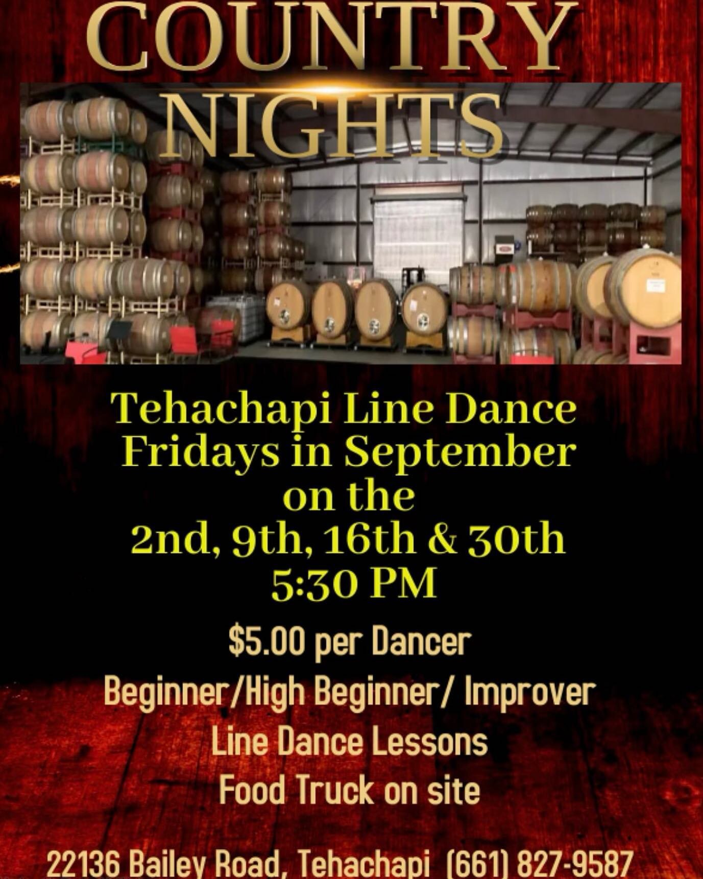 Back by popular demand!!! Line dancing has returned to Friday nights at the Winery! Join us for a great time. Everyone is welcome. #tehachapiwinery #linedancing #fridaynight