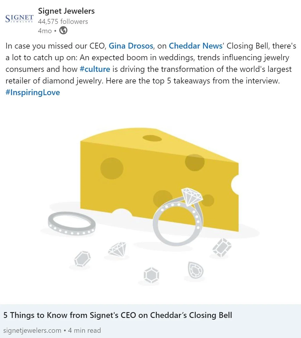Promoting CEO's appearance on Cheddar News