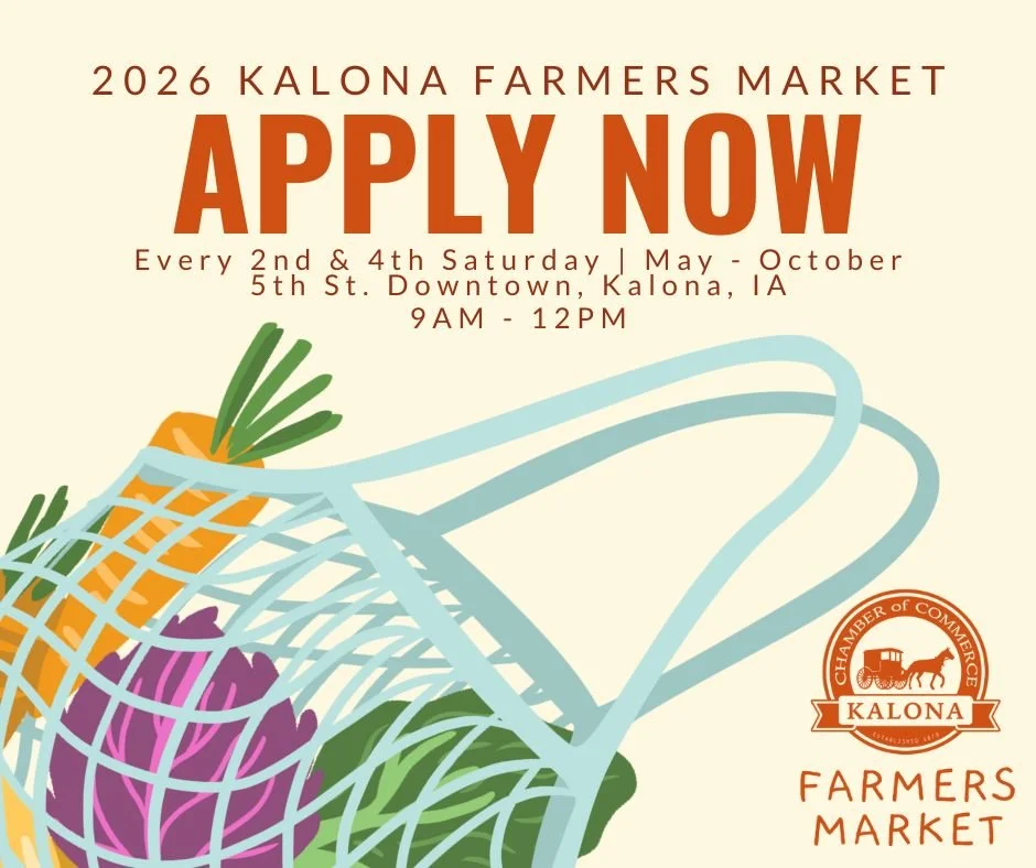 2026 Kalona Farmers Market Applications are OPEN!

We can't wait to see you this season!

https://forms.gle/6BEG6E2mNuN68kdYA