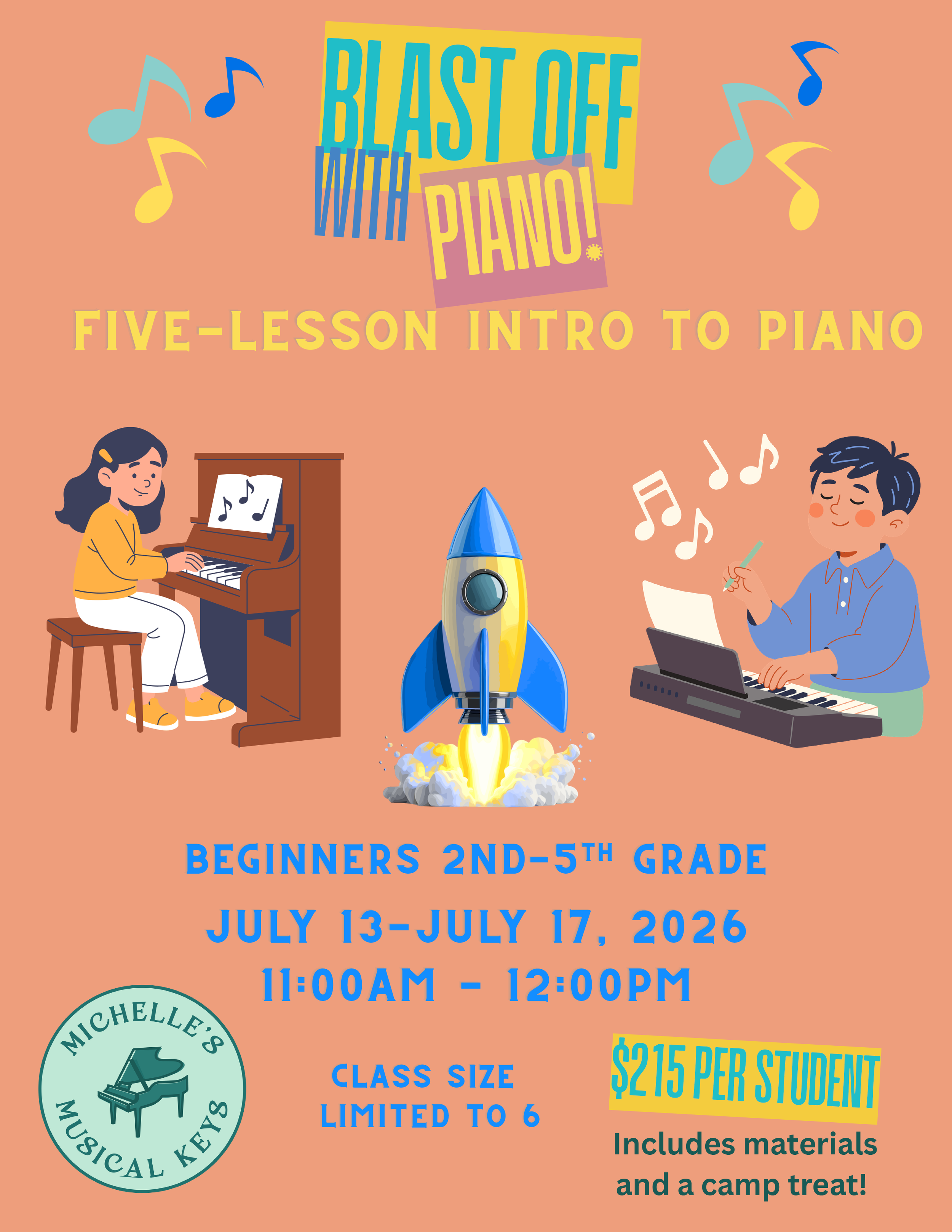 Piano Blast off Camp // 2nd-5th Grade