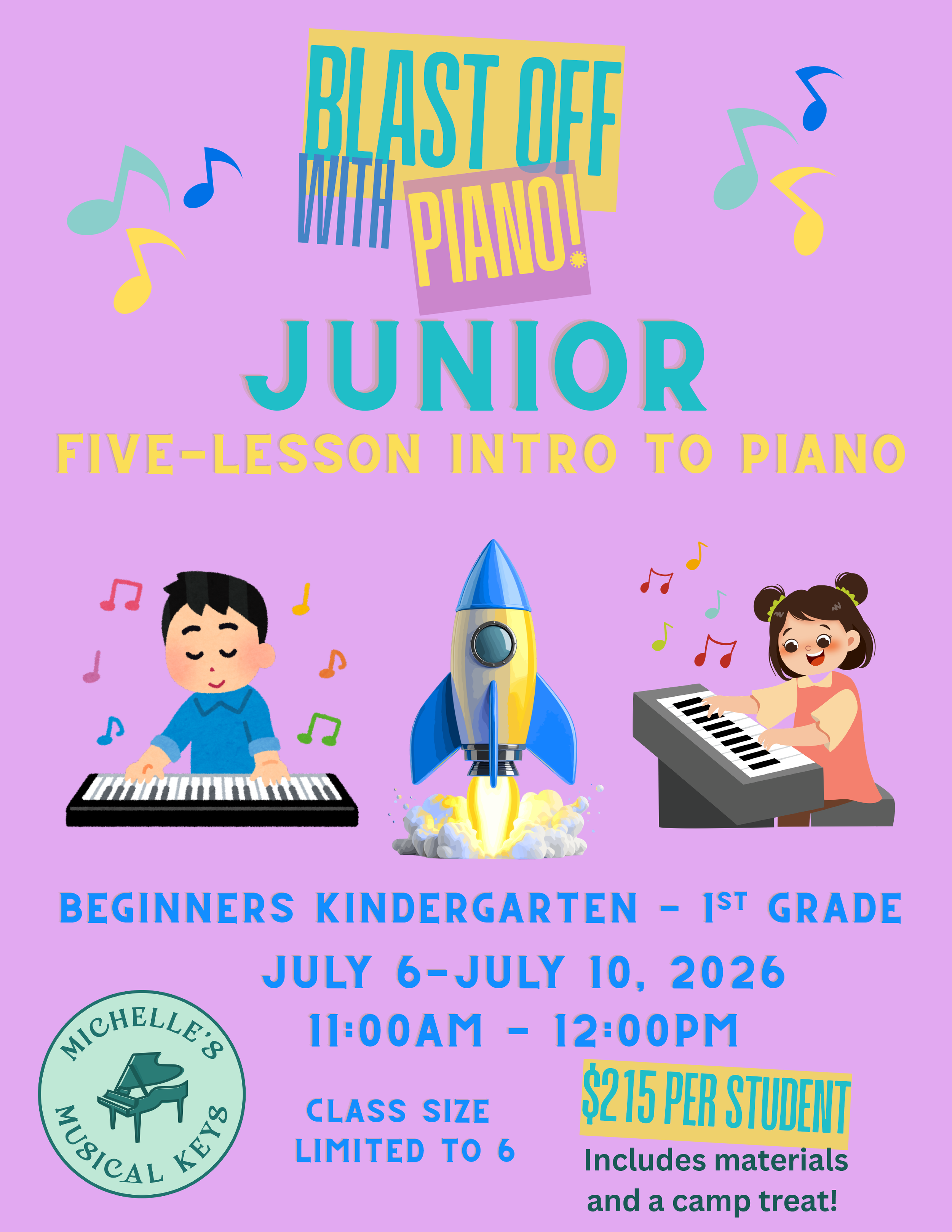 Piano Blast off Camp // Kindergarden-1st Grade