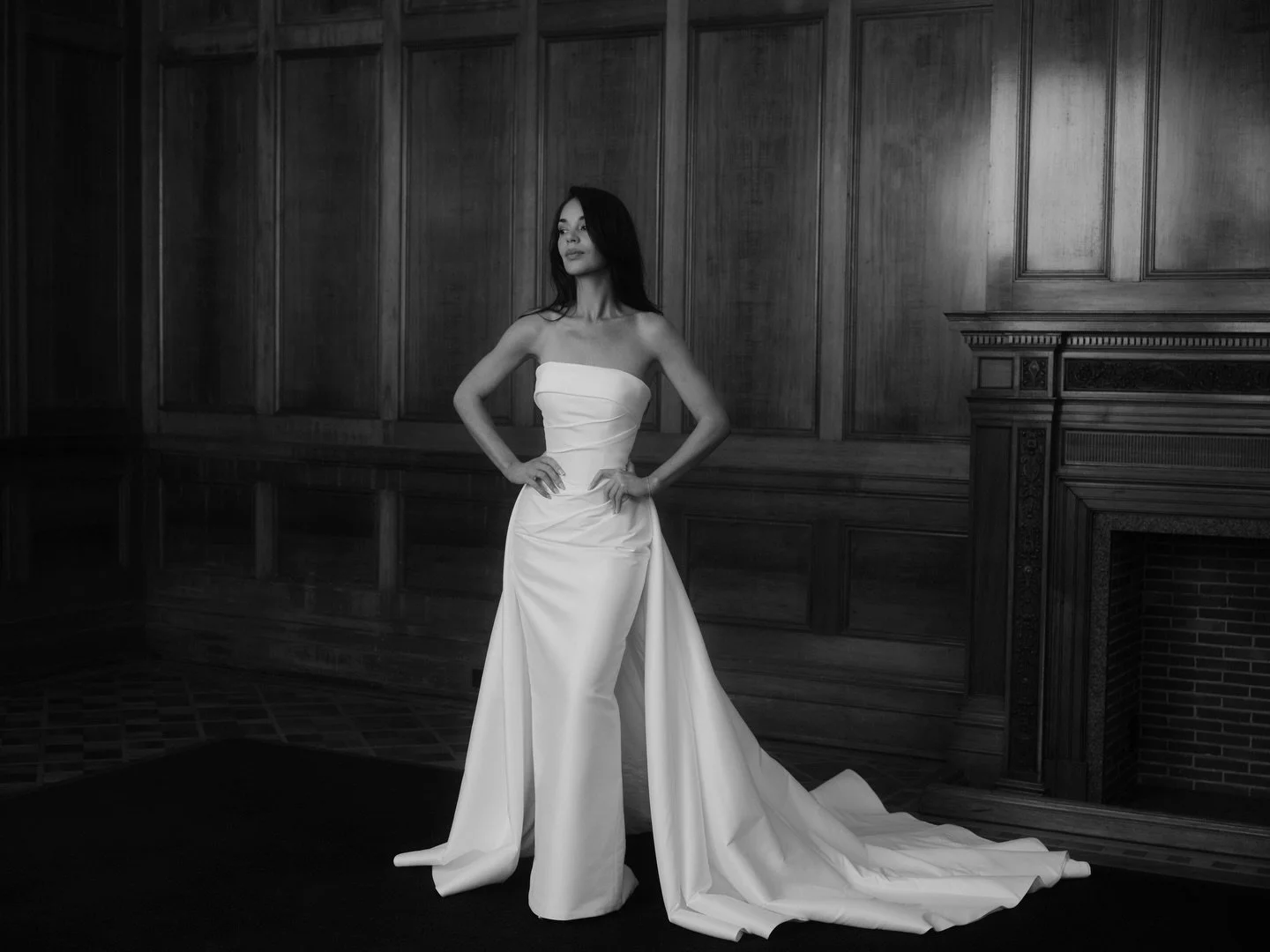 Sharp, refined, and incredibly constructed. The Ava Gown reflects a timeless sense of bridal beauty with a modern take. 

Available to be purchased with a matching Overskirt for added flair, this style is available to try at our select stockists as l