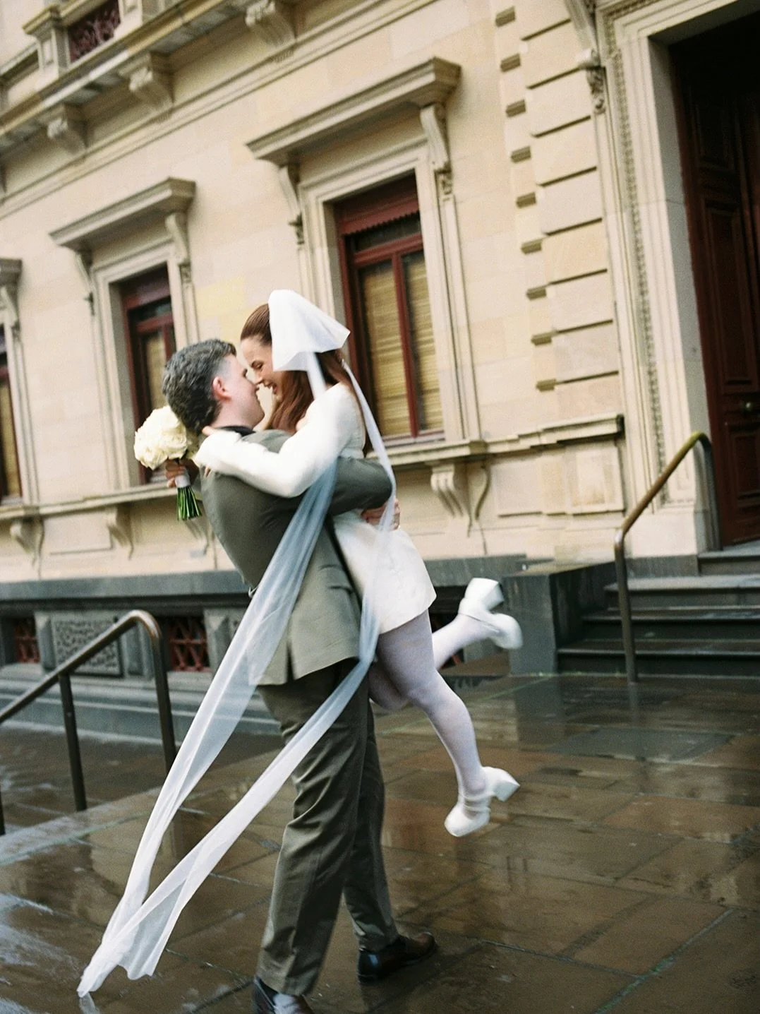 Incredible look by bride Dani, wearing her Curator The Label bow veil on her wedding day.