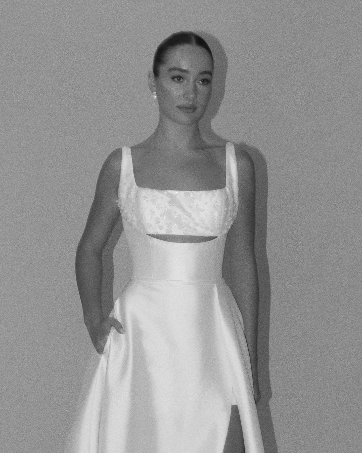 Our Dion Mini, as a full length gown! All with the magic of our gorgeous Cleo Overskirt. Available to try at our select stockists.