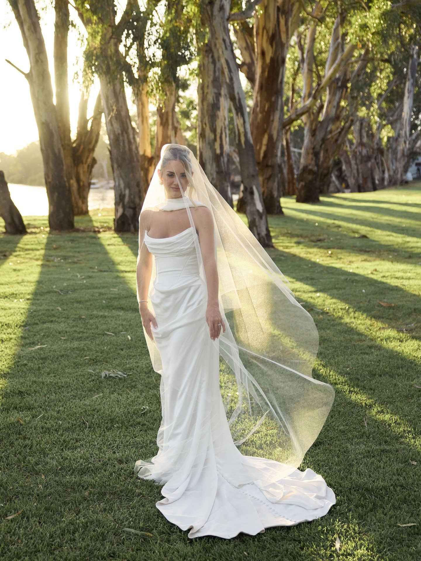 Bespoke, for our gorgeous bride Abbey wearing this incredible Curator The Label satin gown. 

You can view this style and more via our stockists.