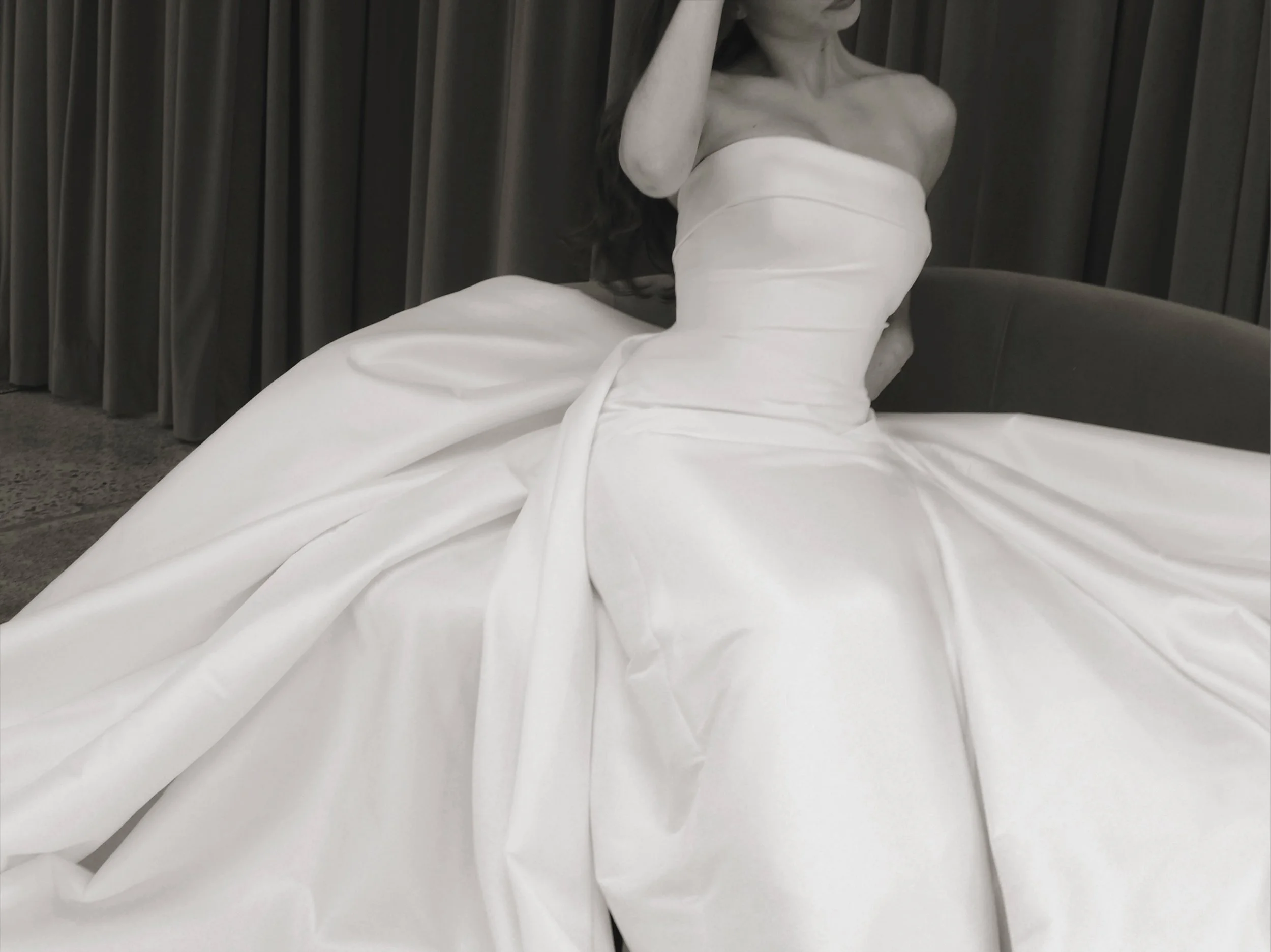 All in the details, with Ava. As featured in our most recent campaign, taking a romantic styling approach to capture the modern and timeless allure of this mikado style through a secondary lens. Refined, effortless, and forever classic. Available at 