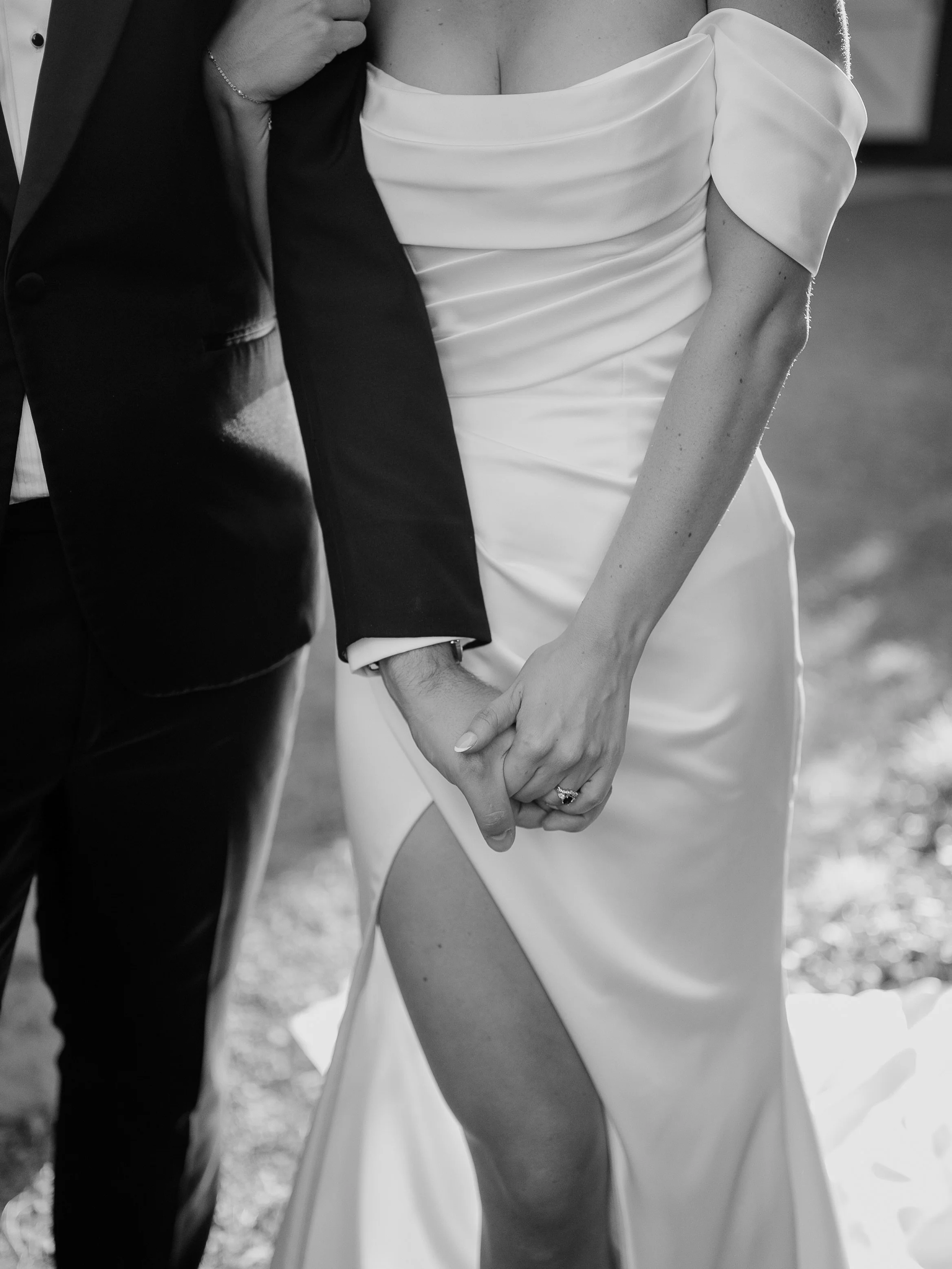 Bride Julia wearing her incredible satin, bespoke Curator The Label gown. Crafted from a luxe fabrication, and adorned with a satin sleeve detail. 

The Melissa gown is available at our select stockists, available via our website.