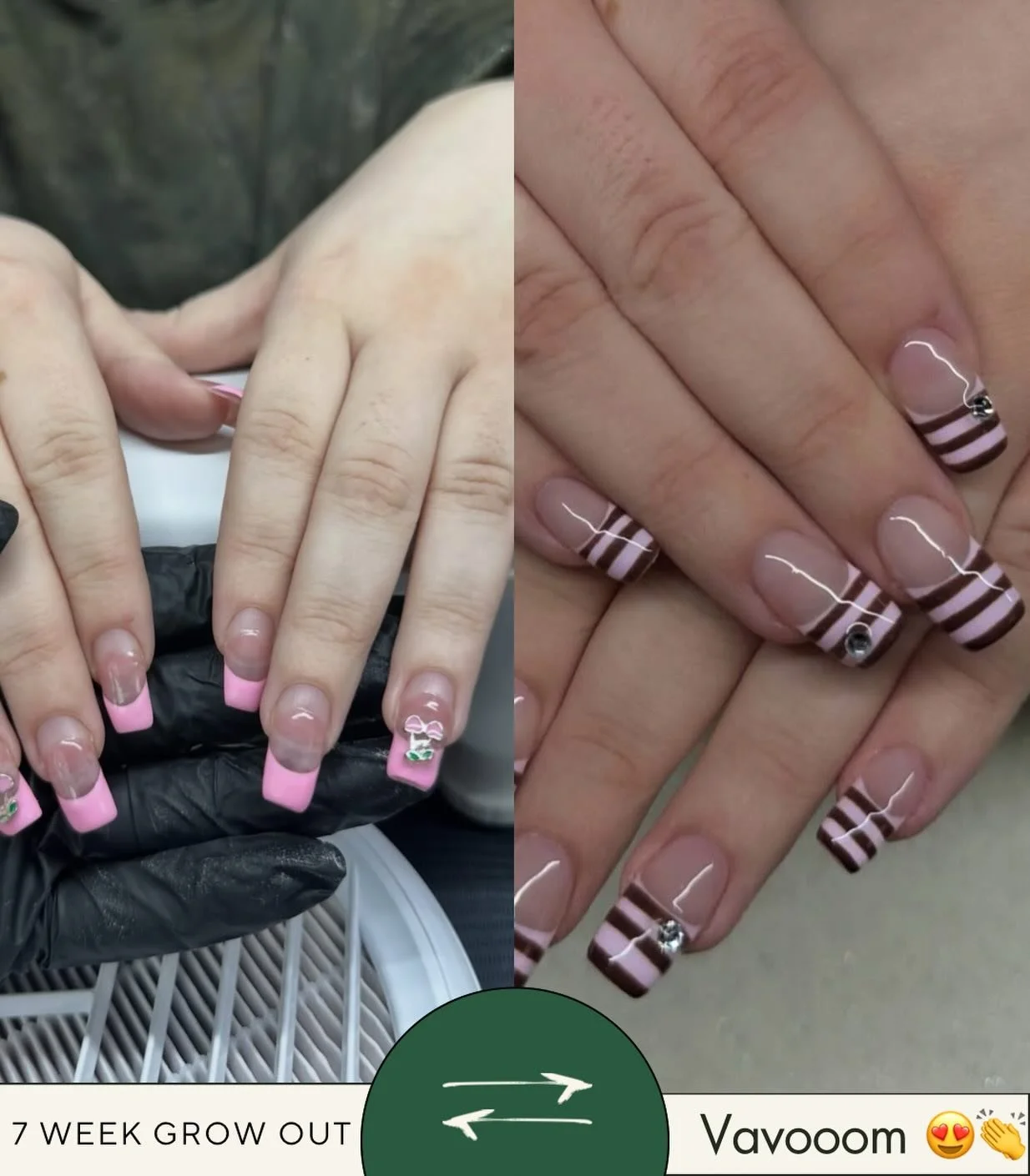 You read that right, *SEVEN WEEK* grow out.
Not a single chip 😍

@blushbyjennarose got her hands on the design she&rsquo;s been dying to do.

Come transform your nails. They matter more than you know 😍

315-255-2988 text/ call to book
Or
Online at 