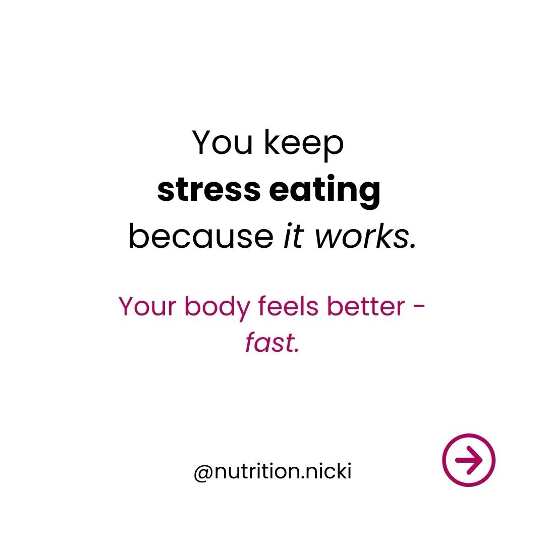 Stress eating makes sense to the body. We eat emotionally because&hellip; well&hellip; it works!
📣 Comment &ldquo;NOISE&rdquo; for a free quiz to see how loud your food noise really is - and tools to quiet it down. 
.
.
.
#stresseating #emotionaleat