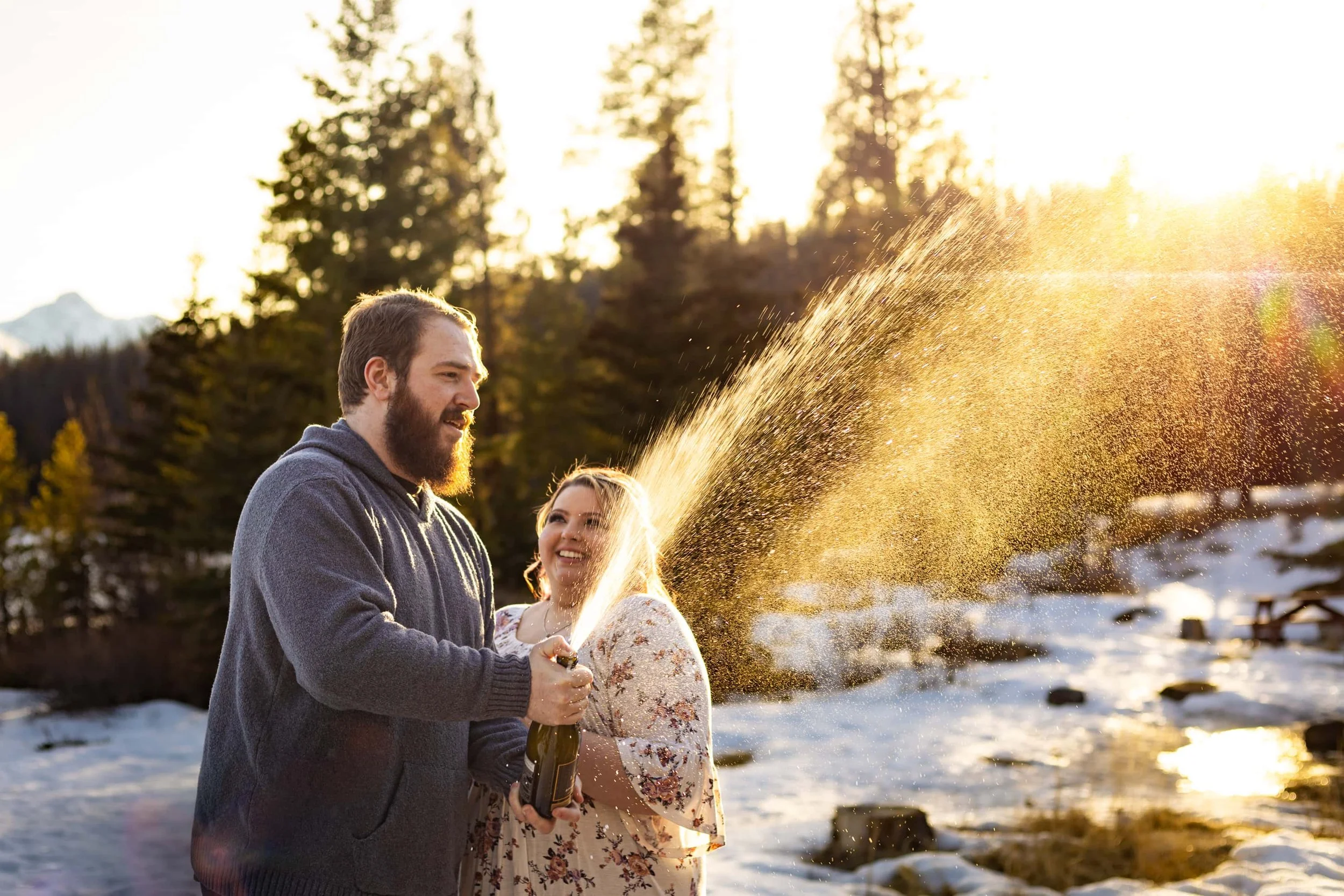 Winter Adventure Engagement Session in Jasper National Park