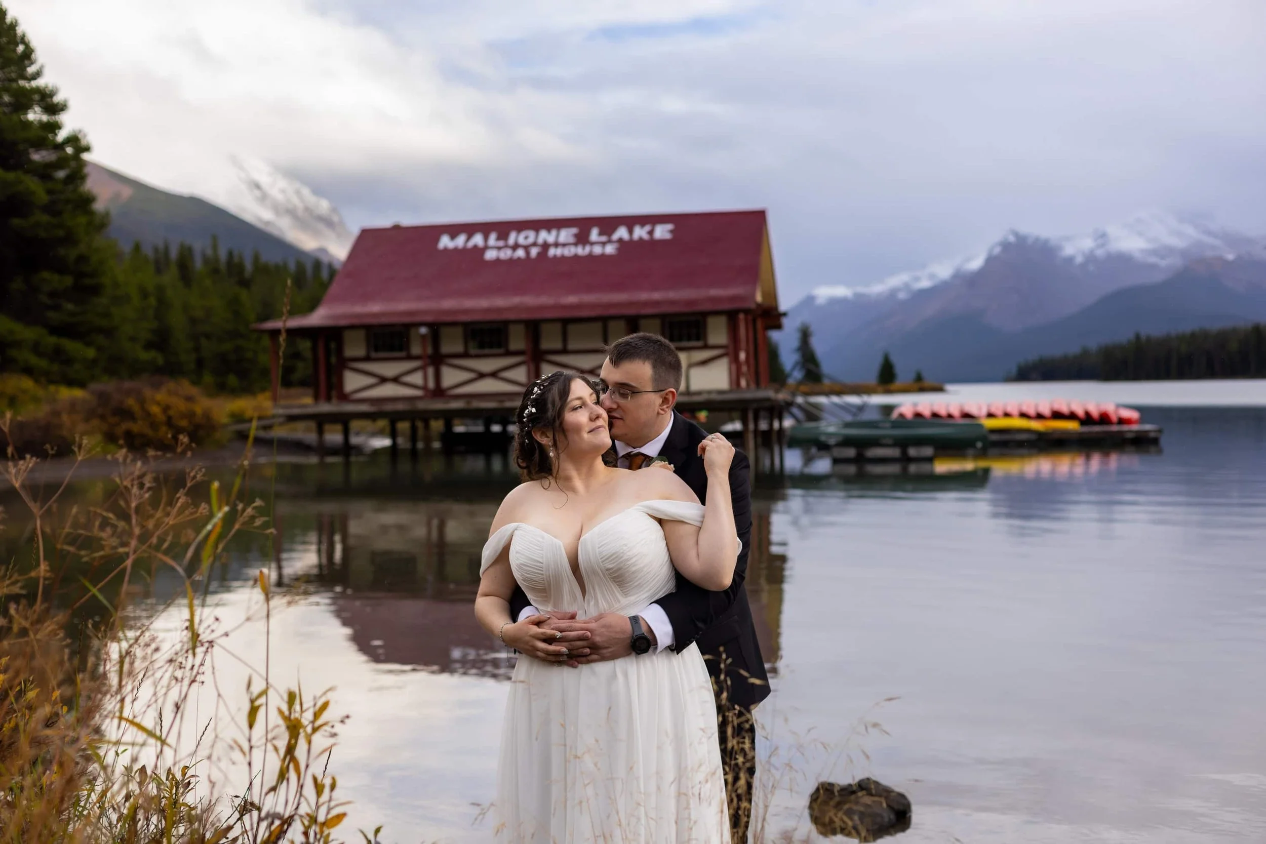 Maligne Lake Boathouse Wedding Photos