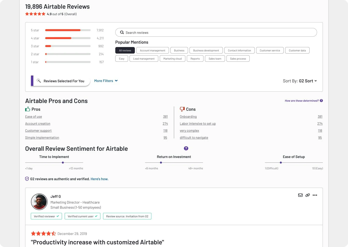 On the reviews section, the filters are robust but dominate the layout, feel disconnected from the reviews, and are underutilized. On mobile, the section is especially dense and hard to navigate.