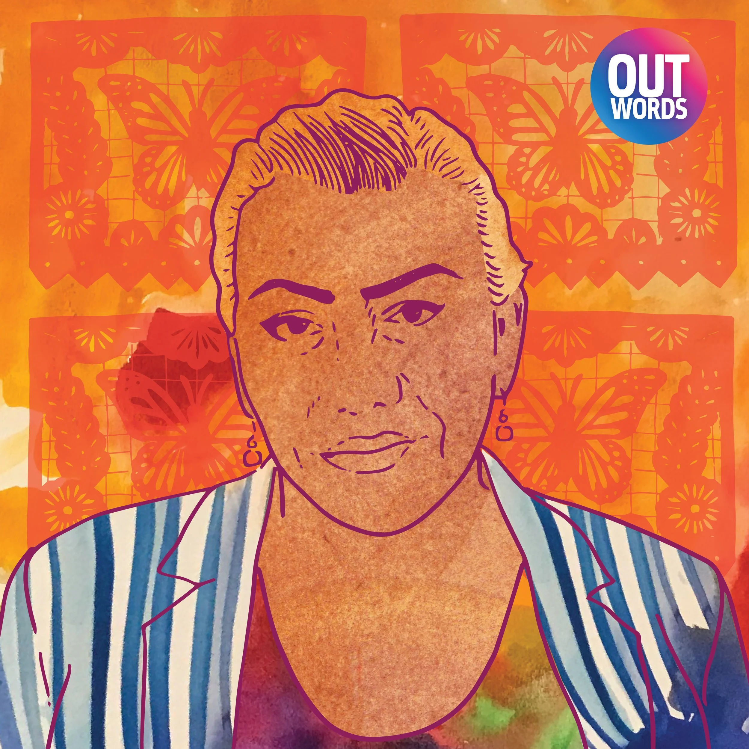 Portrait of Bamby Salcedo created as an episode graphic for the podcast Queering Precedent, a project of the Out Words Archive.