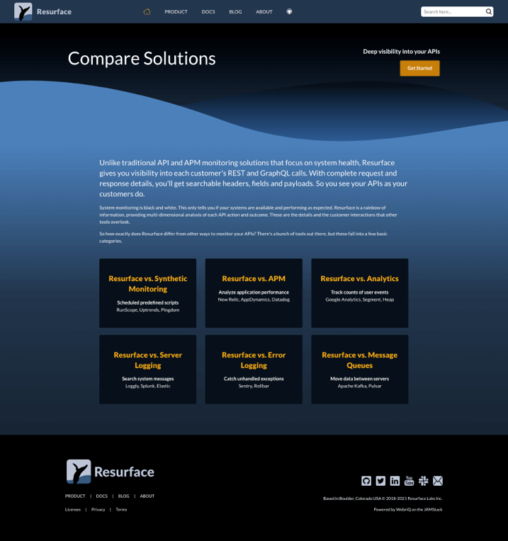 Original Compare Solutions page