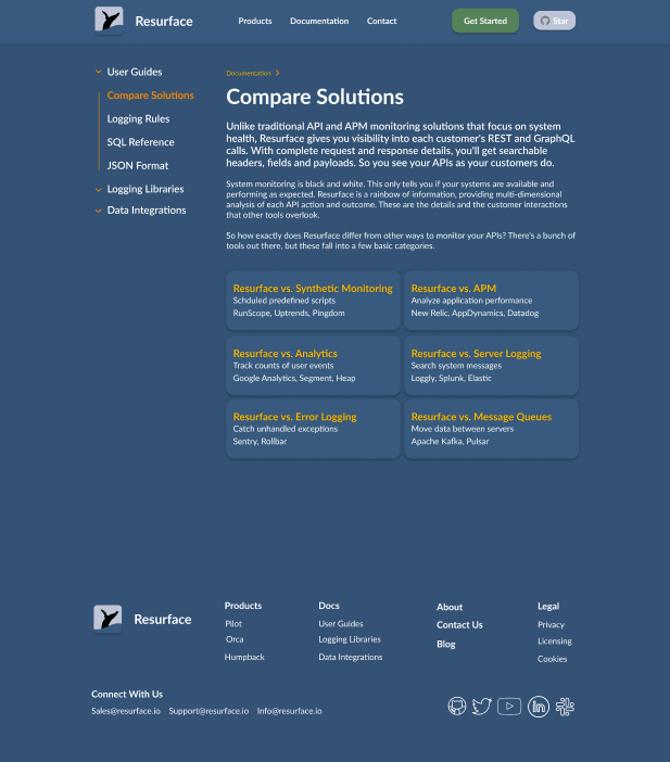 New Compare Solutions page