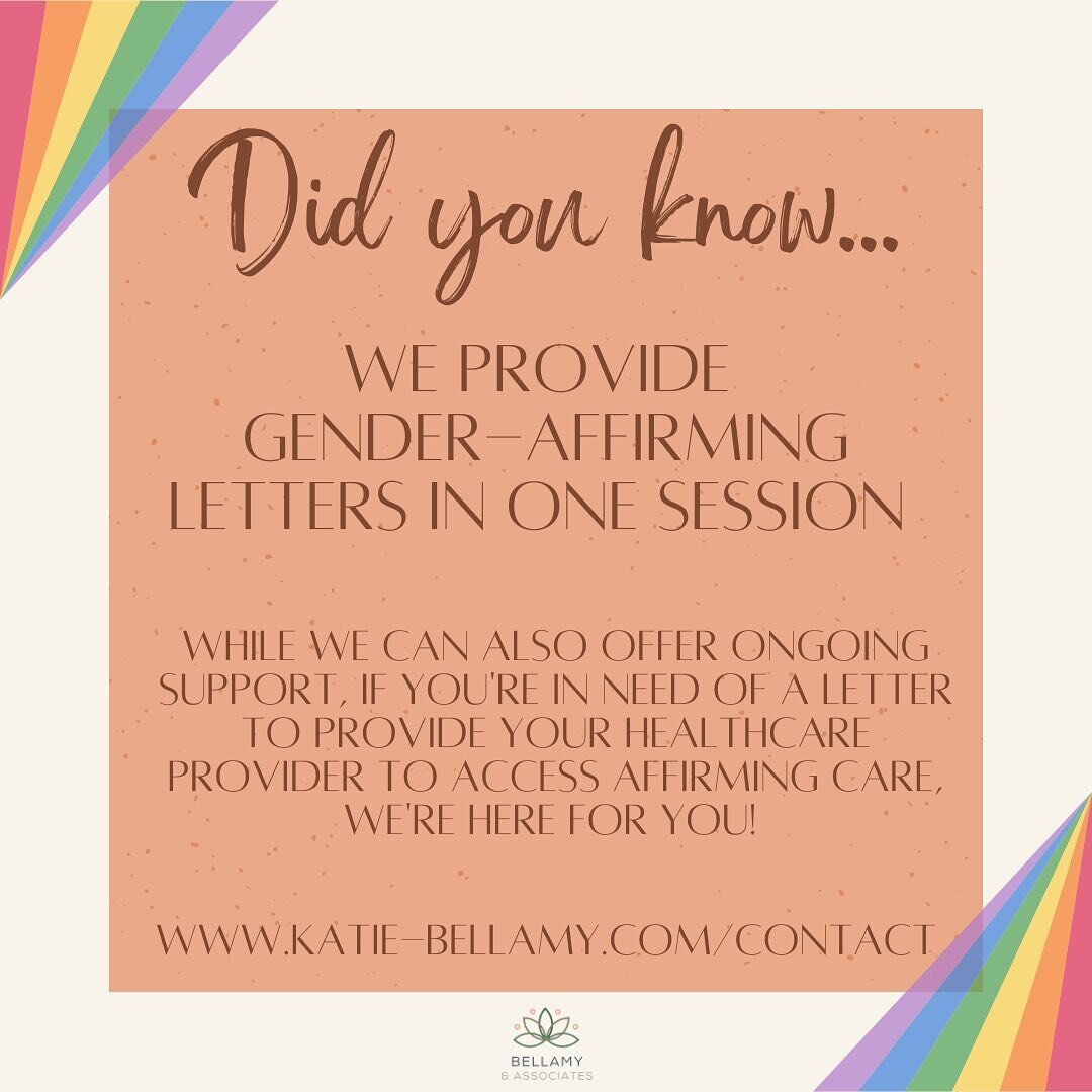Did you know we provide gender affirming letters? Of course we can also provide ongoing therapy and mental health coaching but firmly believe in not gate keeping access to gender affirming care. 

If you&rsquo;re an Illinois resident and need an asse