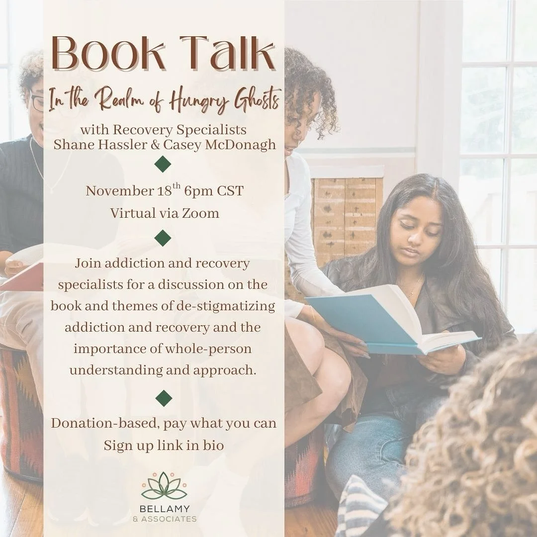 Re-Imagine Recovery: Book Talk Event✨

Join addiction and recovery experts, Casey McDonagh, LCSW of Bellamy &amp; Associates and Shane Hassler of @recovergateway for a free/donation-based virtual event.

📍November 18th, 6pm CST on Zoom (sign up link