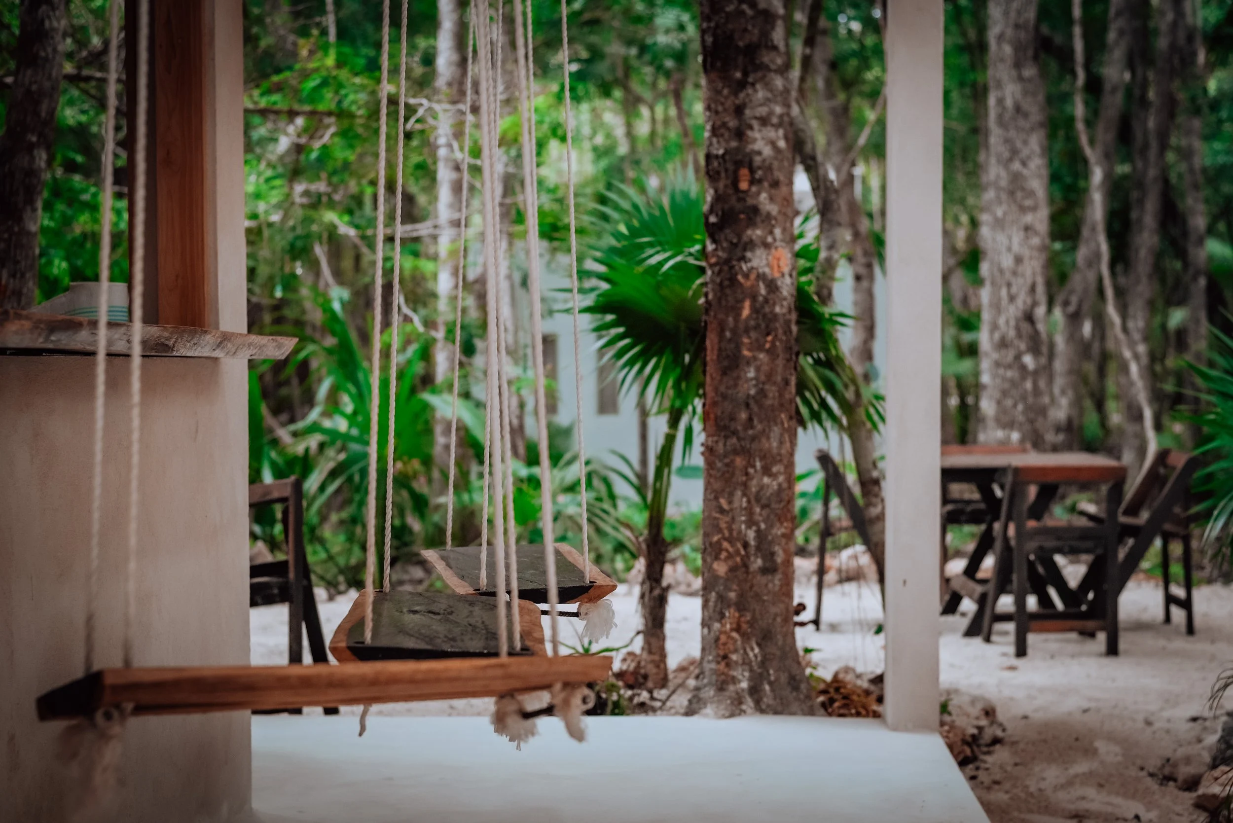 Image of an outdoor meal space at a somatic wellness retreat in Mexico
