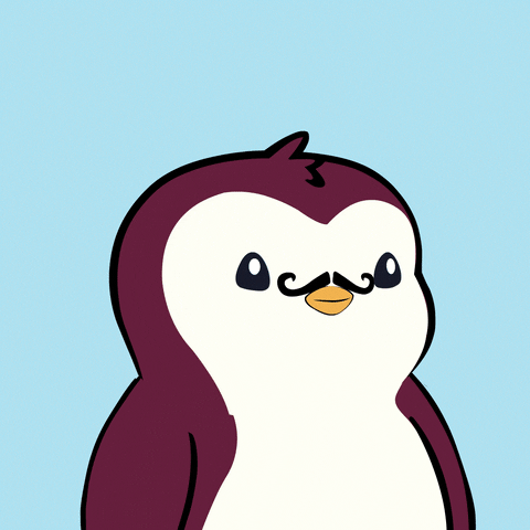 Penguin with a mustache writing everything down