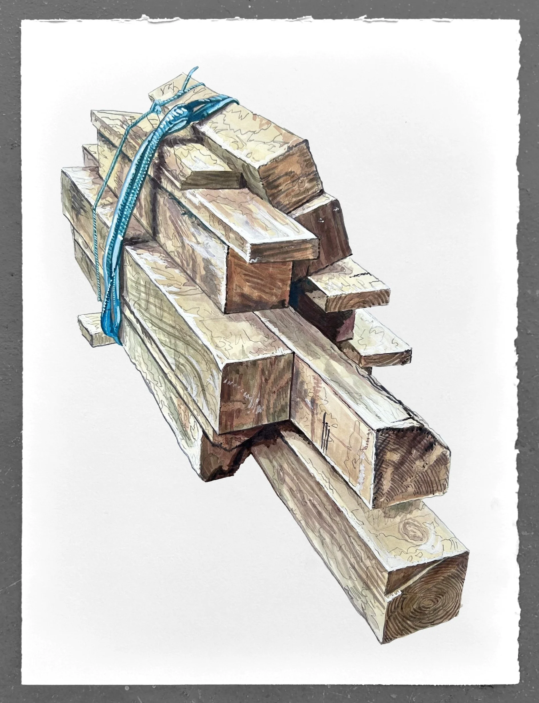 “Lumber Study”
2025
Acrylic on Printmaking paper
15x11”