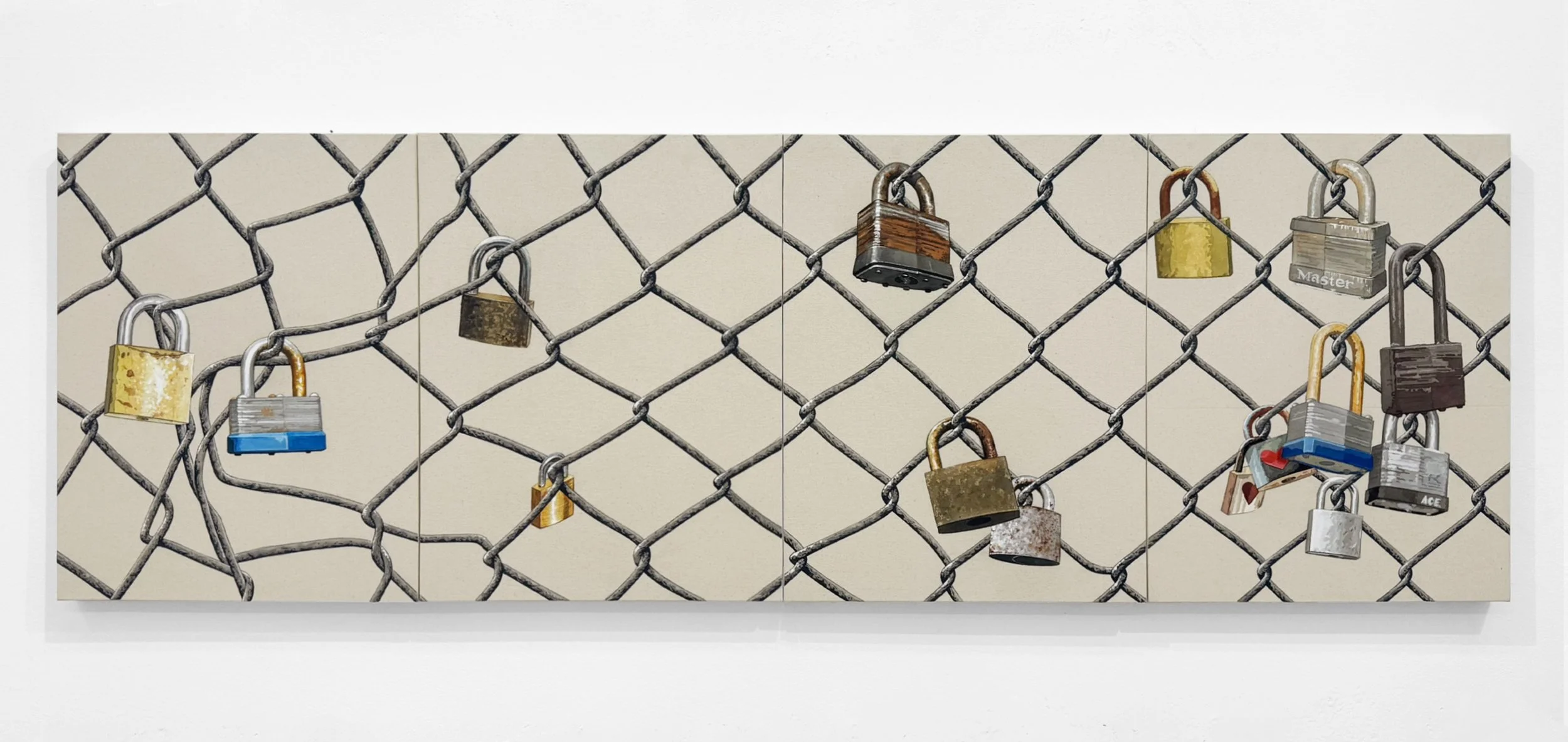 "The World Is Changed" 2025 Acrylic on Canvas Panels 24 x 72" (quadriptych)