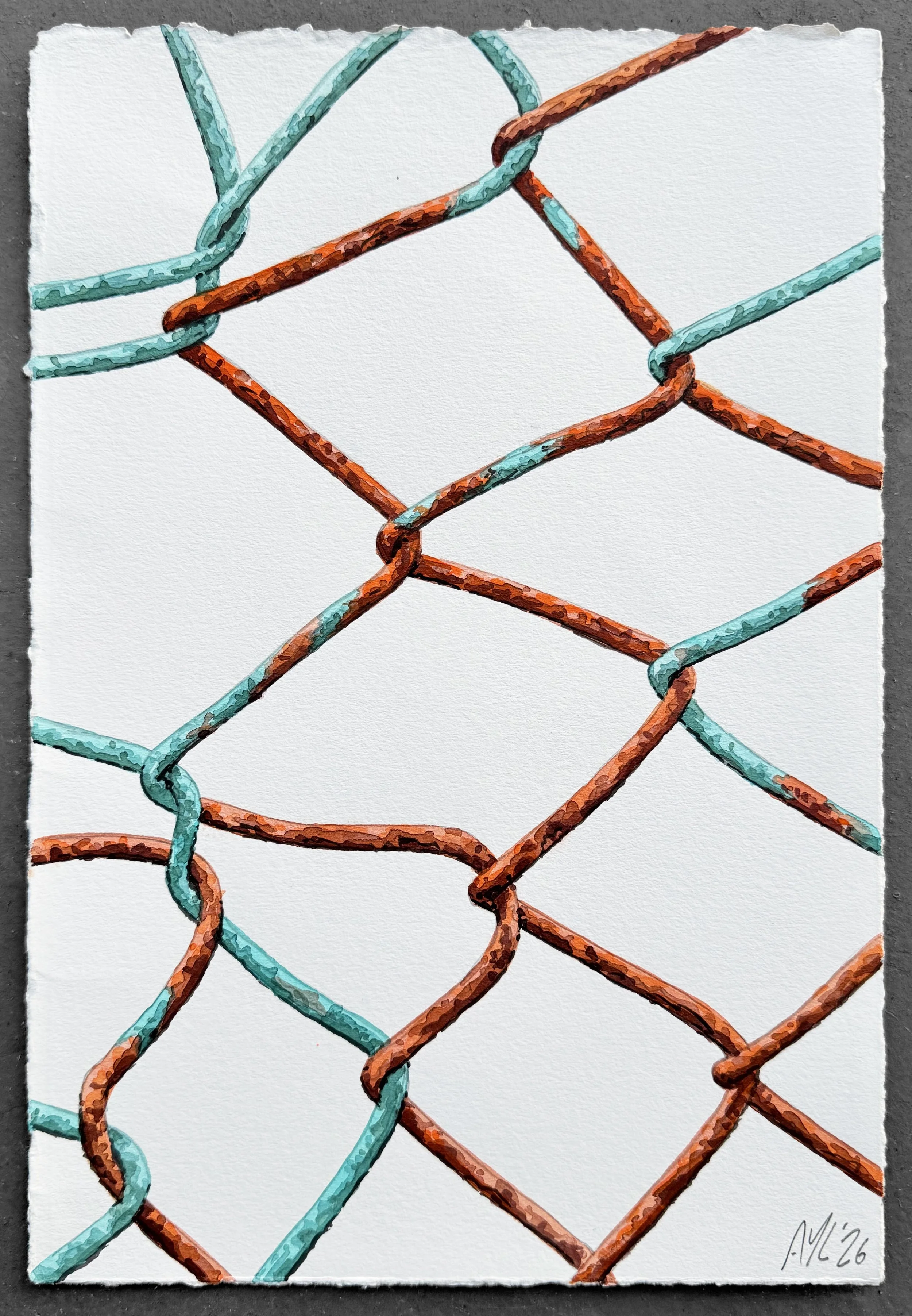 Fence study 2026 Acrylic on Paper 11 x 7.5"