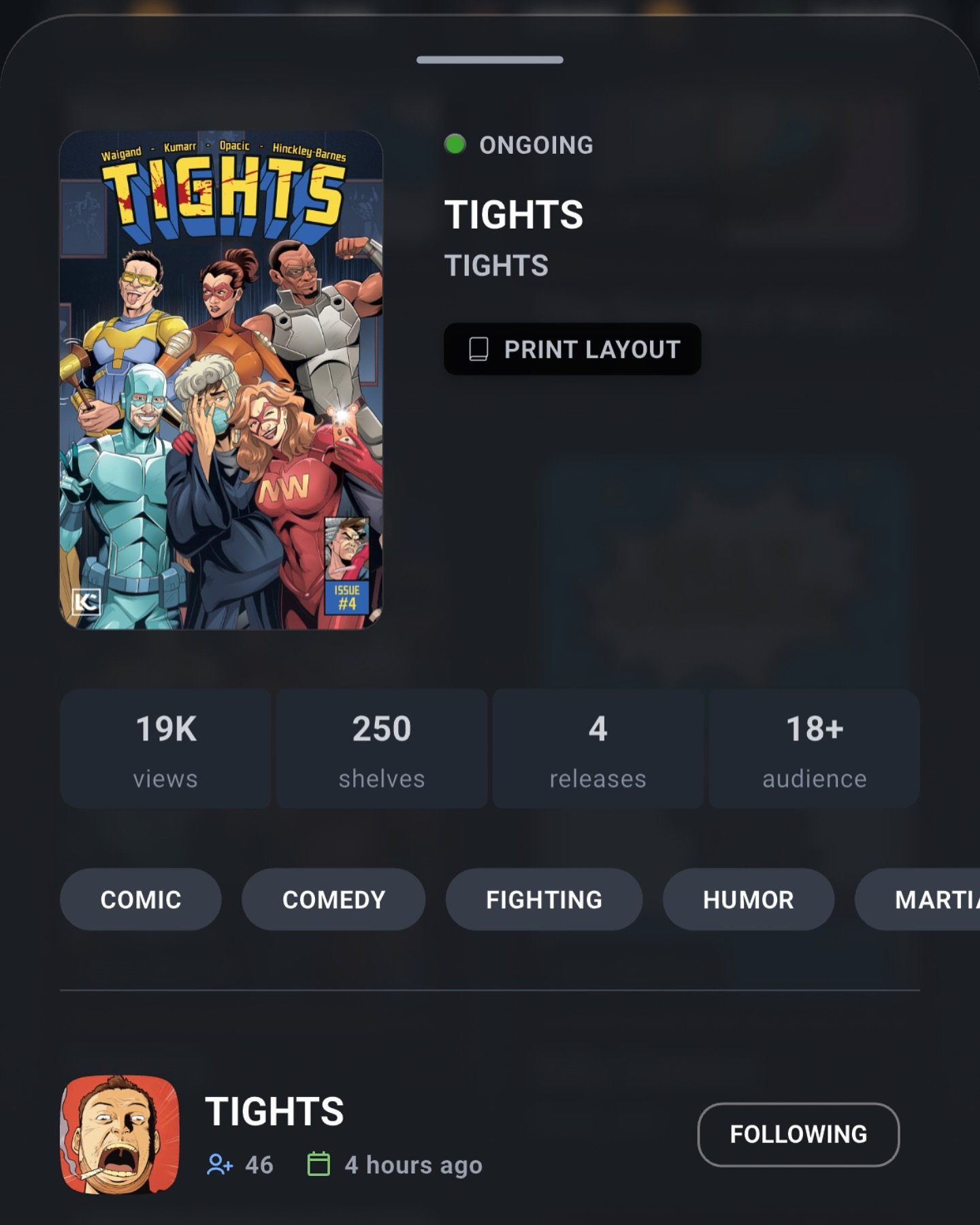 TIGHTS issue 4 is now available on @globalcomix! New to TIGHTS? You can read issue 1 for FREE on the platform! Just search &ldquo;Tights&rdquo; and check us out! 
.
.
.
.
#tightscomicbook #lesserknowncomics #indiecomics #indiecomic #indiecomicsart #i