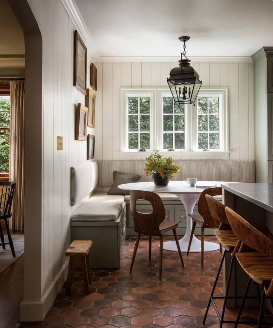 Never get tired of looking at breakfast nooks!
#designbeautifully 

breakfast nook Design, warm and inviting breakfast nooks, breakfast nook delight, expert designer in Orange County