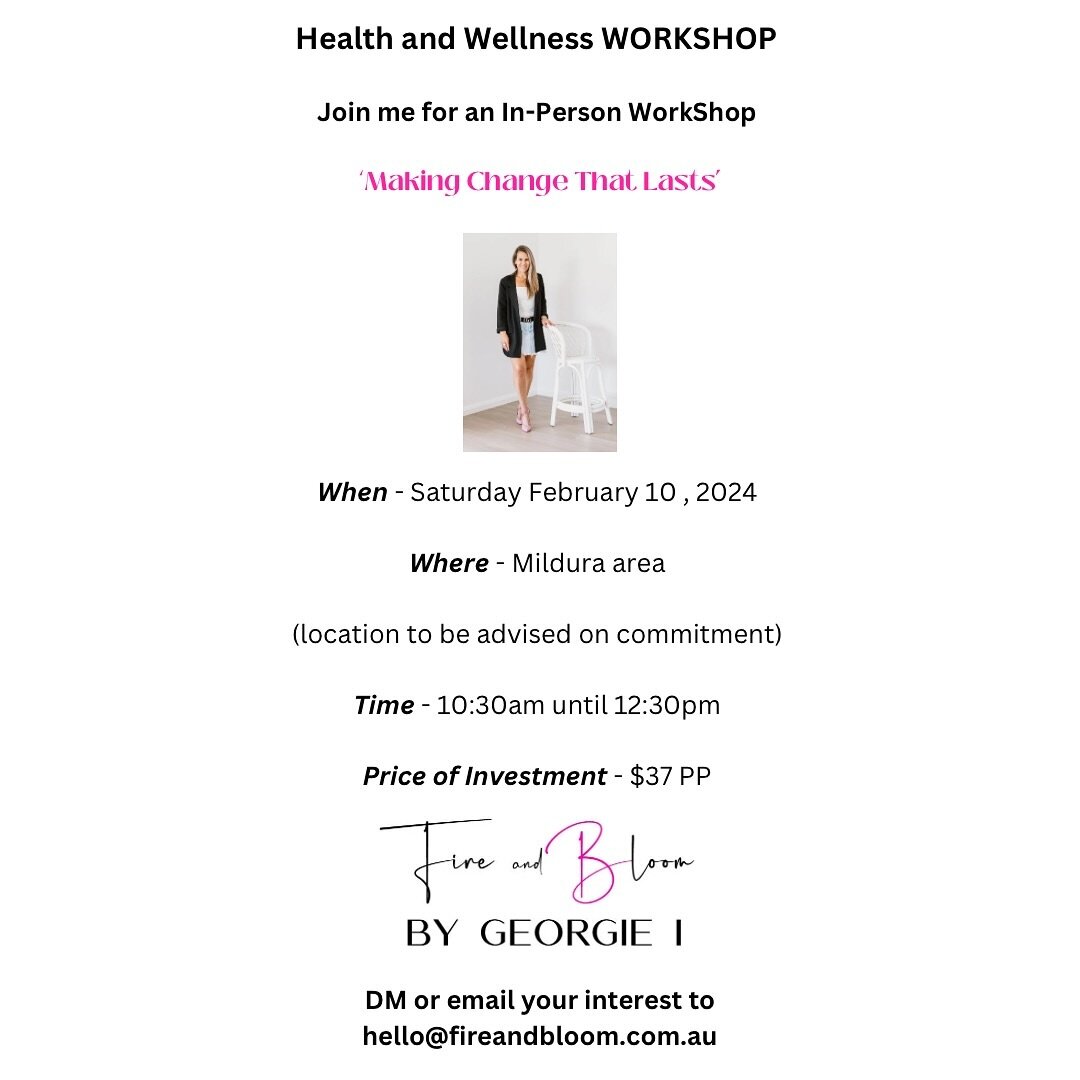 🌸 2024 ~ Your Wellness Era 🌸

How has your 2024 started for you? If you are looking to invest in yourself and your overall health and wellness in 2024 this powerful, in-person workshop is for you 🪄

Bring your girlfriends and join me for an intima