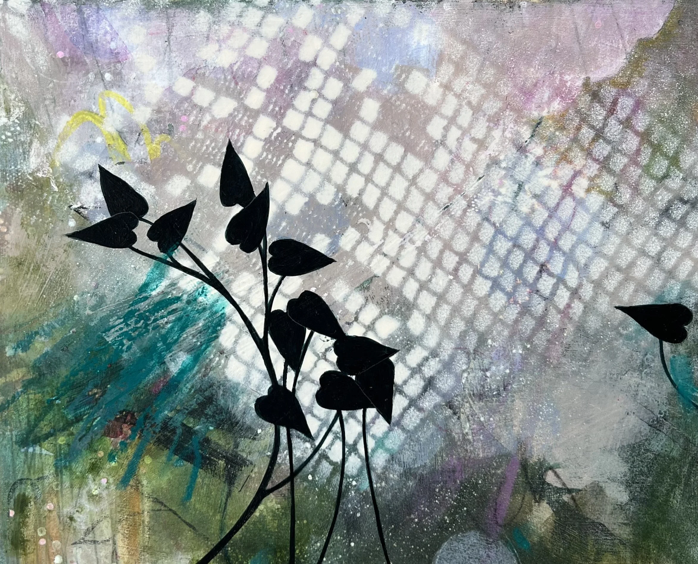 enchanting silhouette | 8 x 10" | framed mixed media on panel | $140