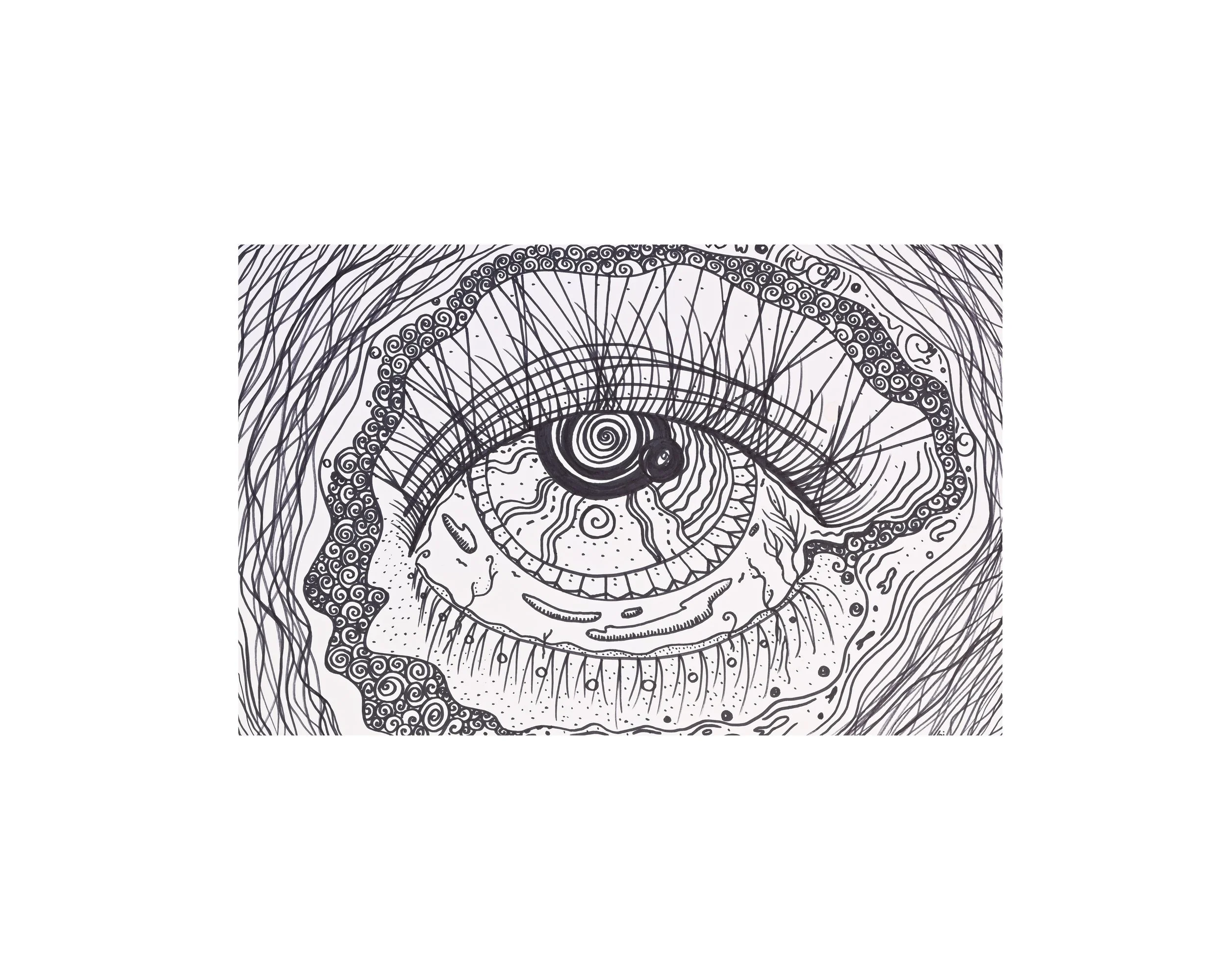 GOD MUST BE TIRED - ink on paper, 11x16" - 2020