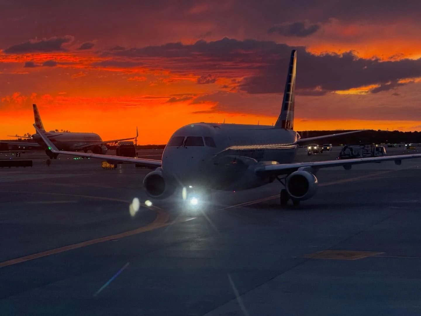 Rare fiery sunset at LAX. #losangeles #laxairport