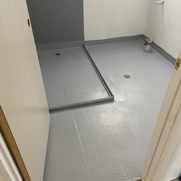 Waterproofing membrane application in bathroom