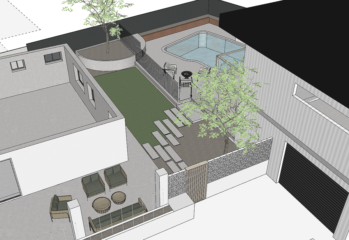 3D Concept Design - Pool and Alfresco area