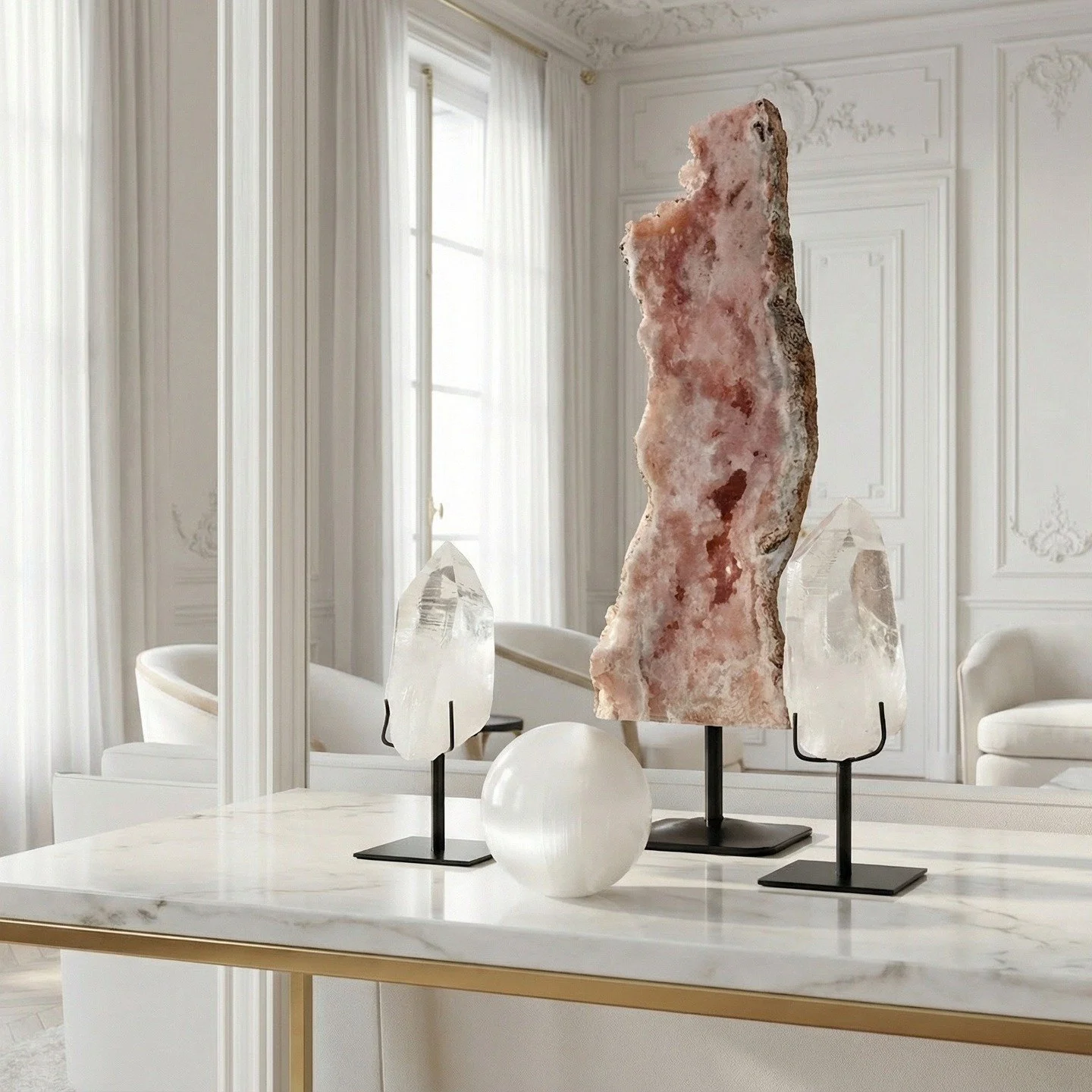 Some spaces are already beautiful

Yet something subtle is still waiting to be felt

A Mineral Atmosphere is not decoration

It is a presence placed with care
through minerals, light and space
that allows a home to be felt more fully

When it is righ