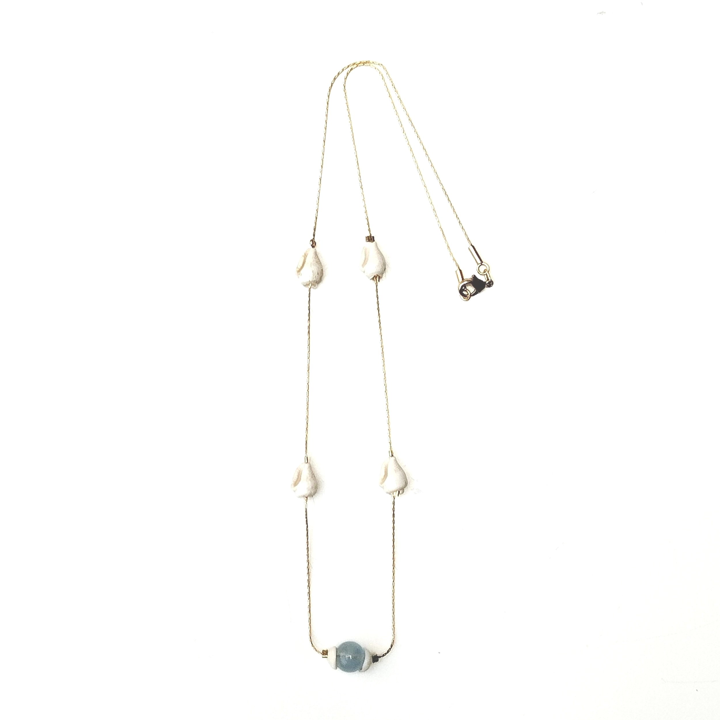 Collier Aigue-marine et coquillages