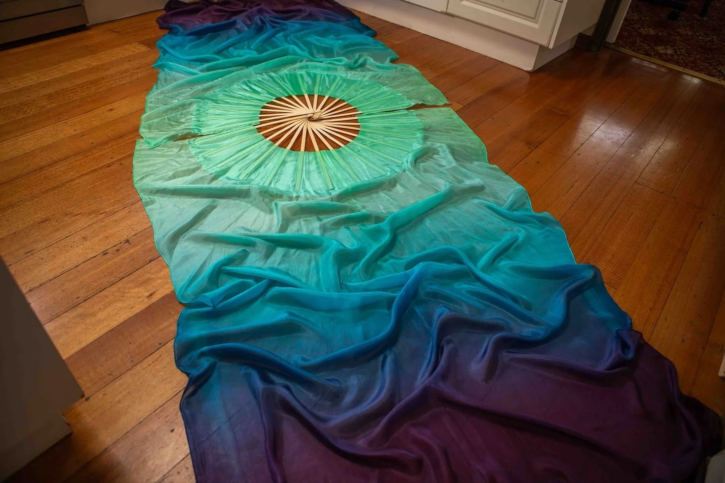 Twilight Reef - these supersize 100% silk veil fans for dance are part of my new collection &amp; will be available for purchase in my upcoming stock drop. 

#silkfandancing #handmadeinaustralia #handyed
