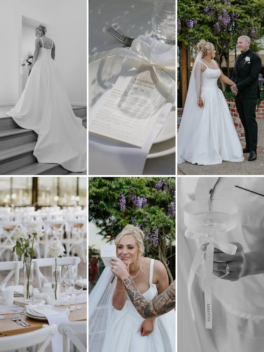 A day that felt like understated luxury at its finest.

Crisp whites, soft linen draping, and sculptural roses set against the glasshouse glow of Acacia Ridge Winery &mdash; every detail for Sam &amp; Sam spoke of quiet elegance and intentional desig