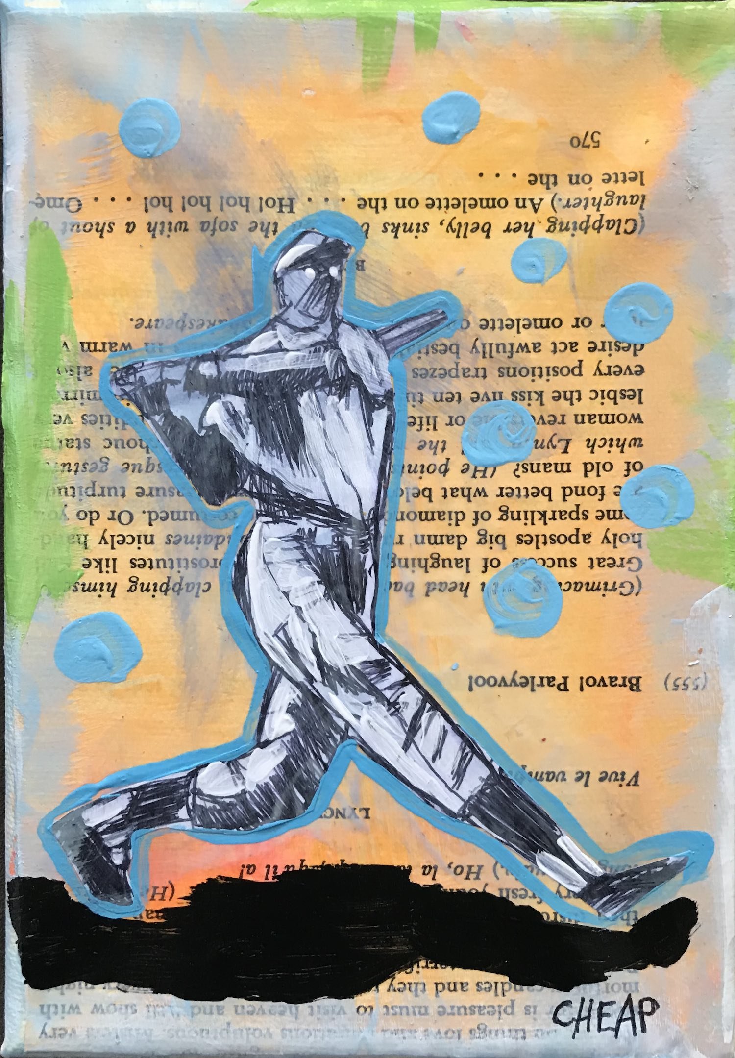 Swinging batter baseball painting by Vincent Cheap.
