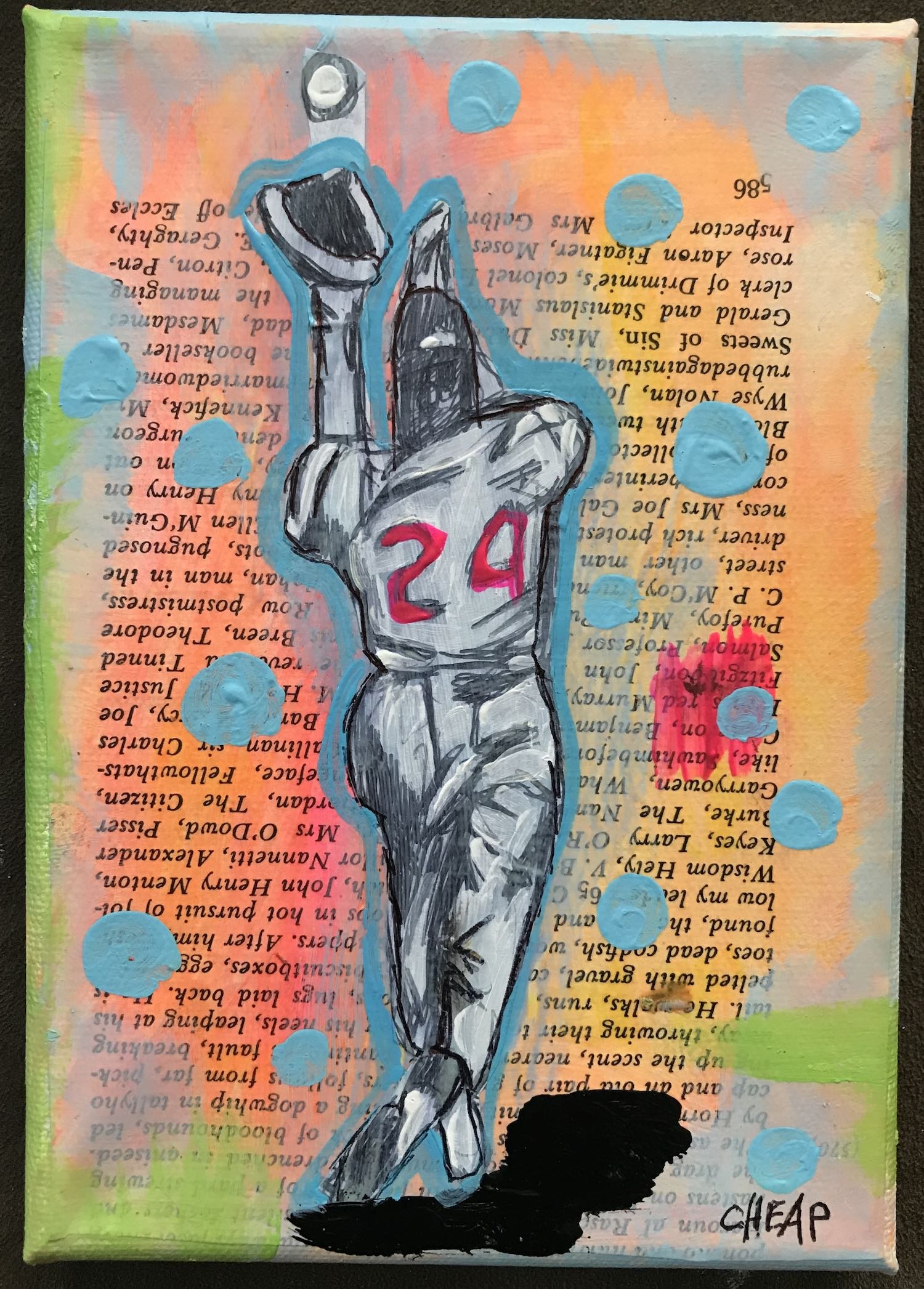 Baseball outfielder baseball painting by Vincent Cheap.