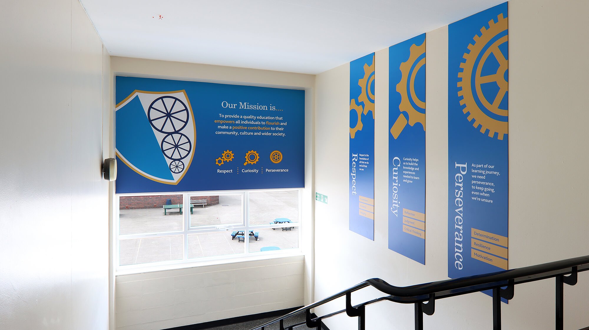 Values staircase display for school | Ark Boulton Academy
