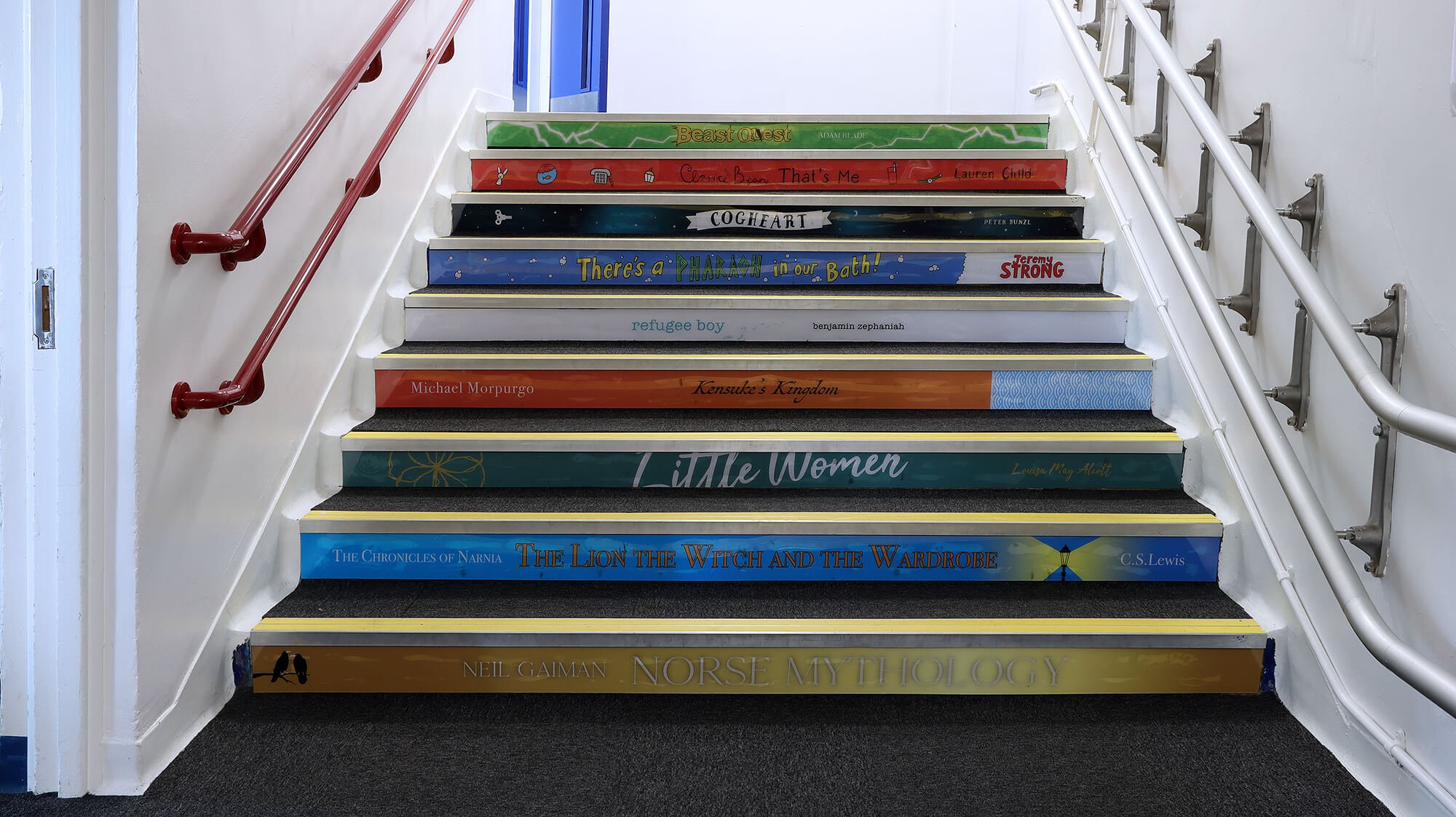 Netherton School Book Spine Stair Display 01.jpg